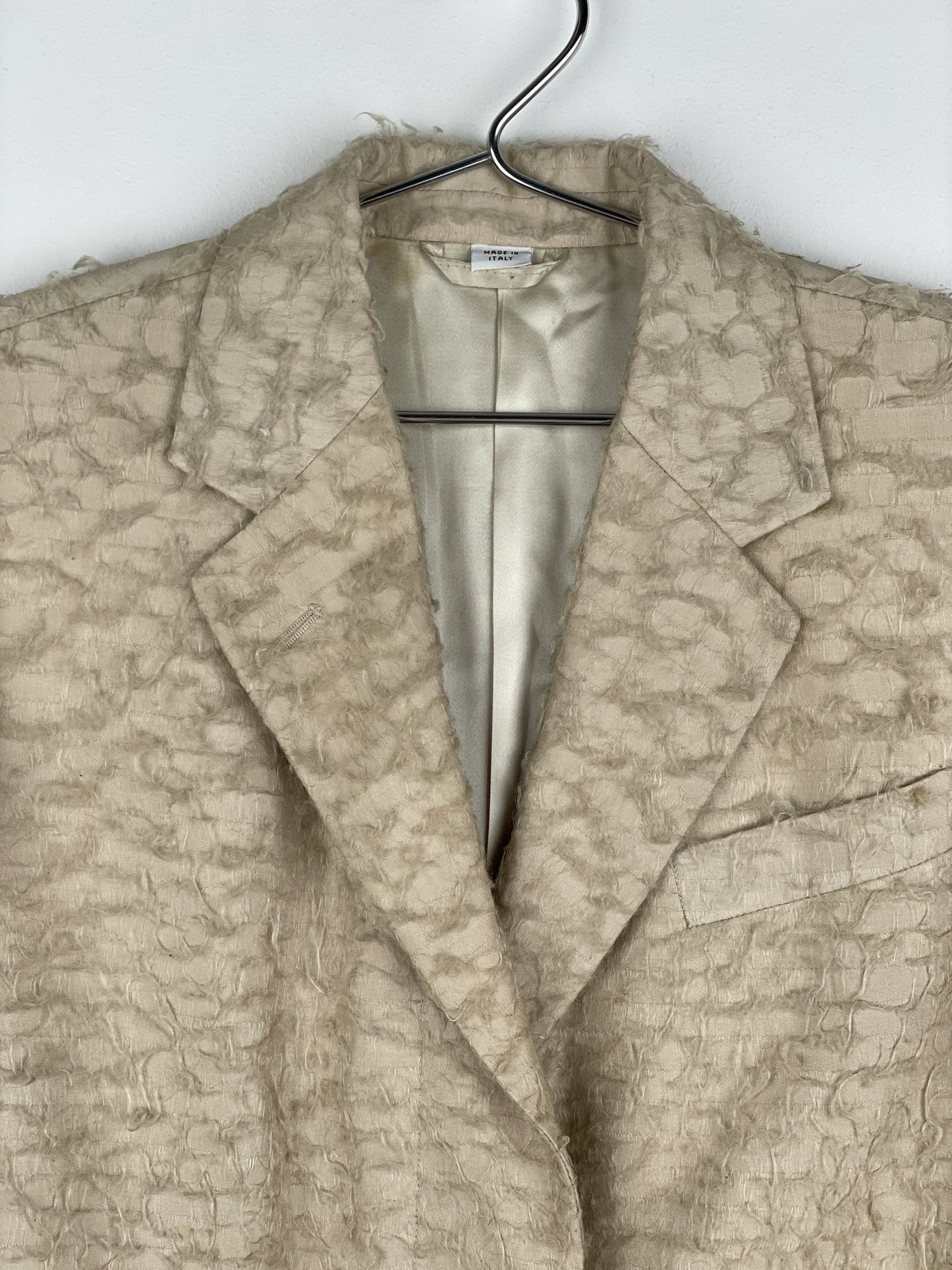 Helmut Lang 1990s Shaggy Fringe Chesterfield Coat