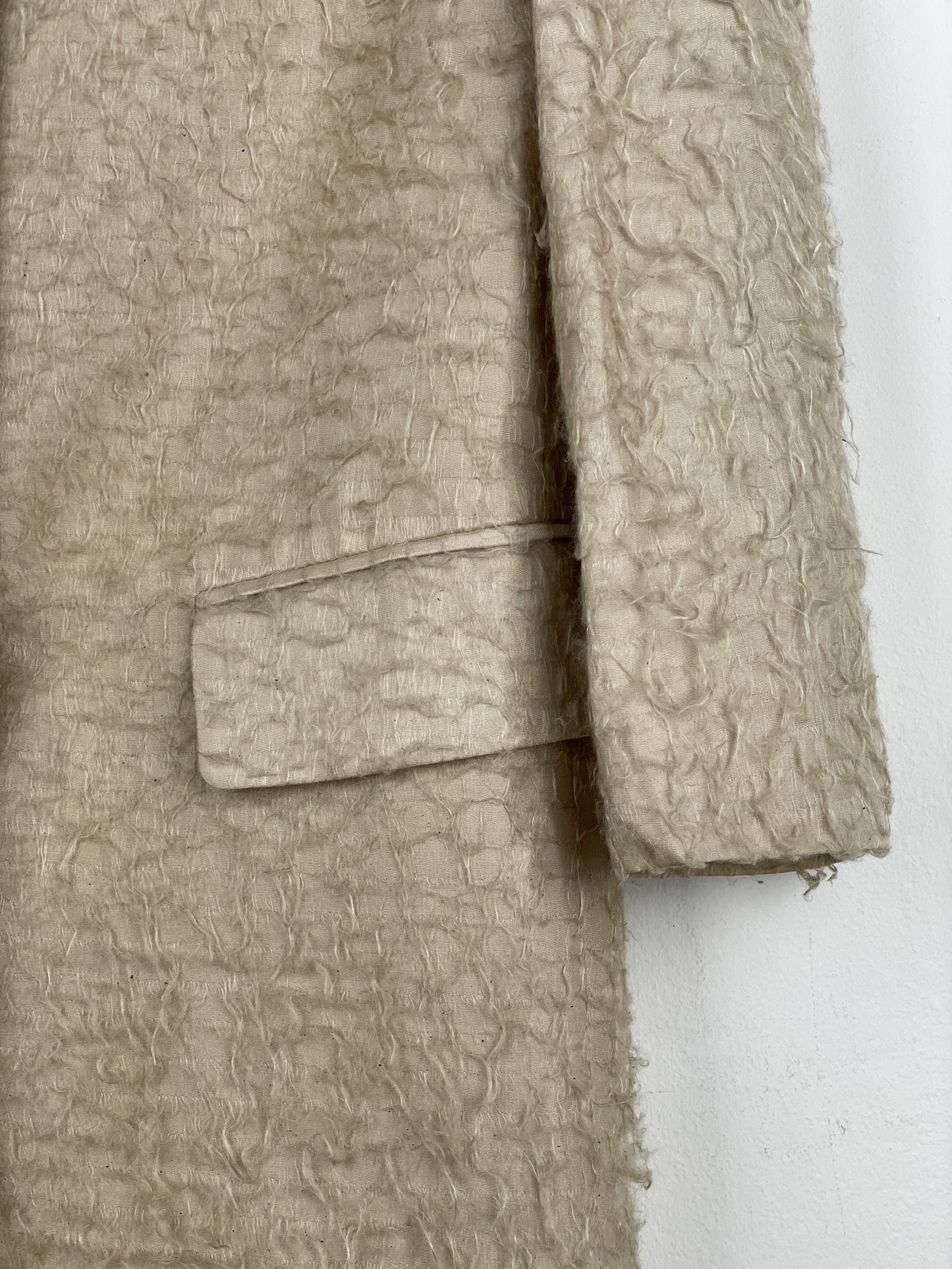 Helmut Lang 1990s Shaggy Fringe Chesterfield Coat