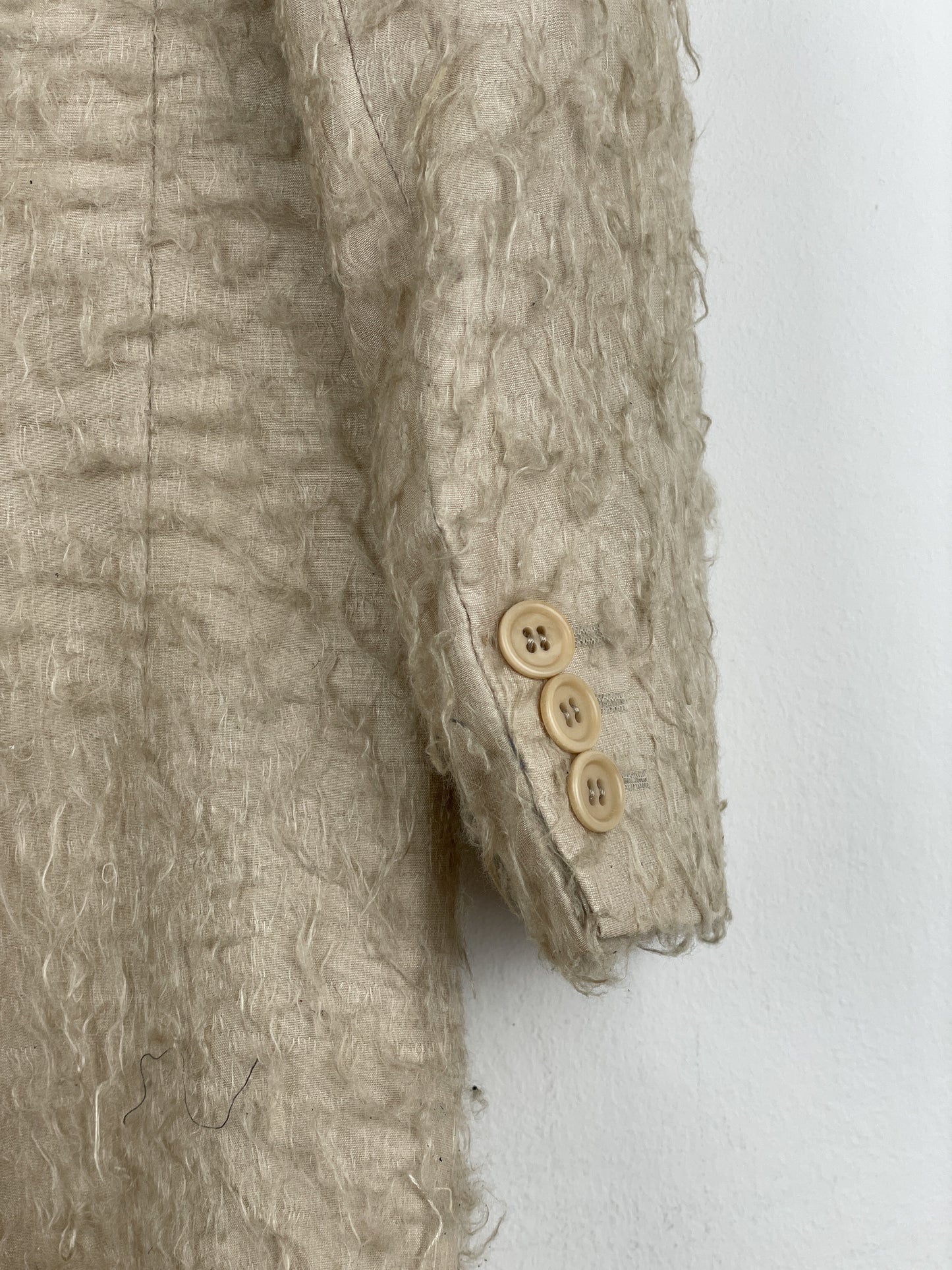 Helmut Lang 1990s Shaggy Fringe Chesterfield Coat