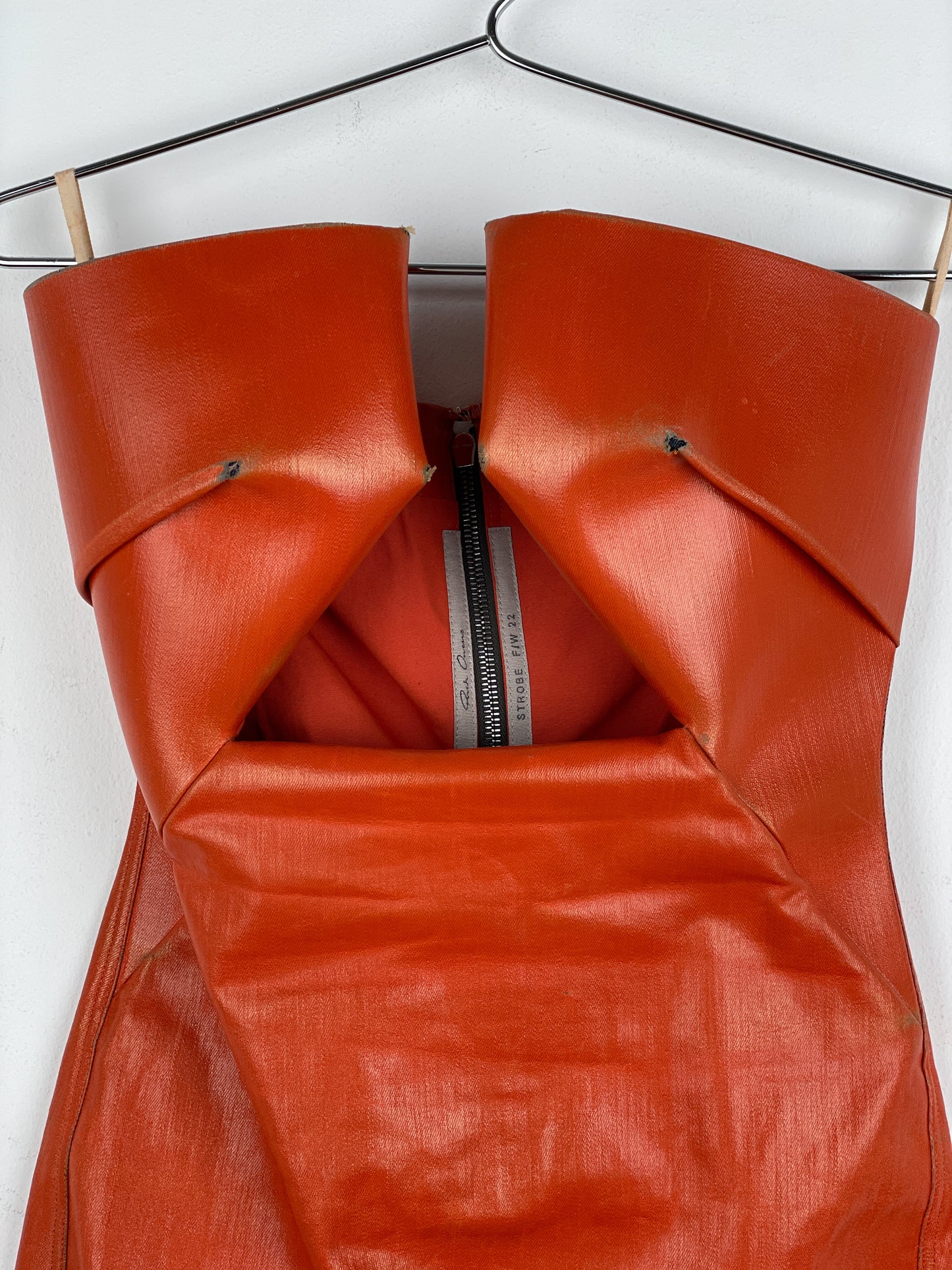 Rick Owens AW22 'Strobe' Coated Denim Prong Mini Dress