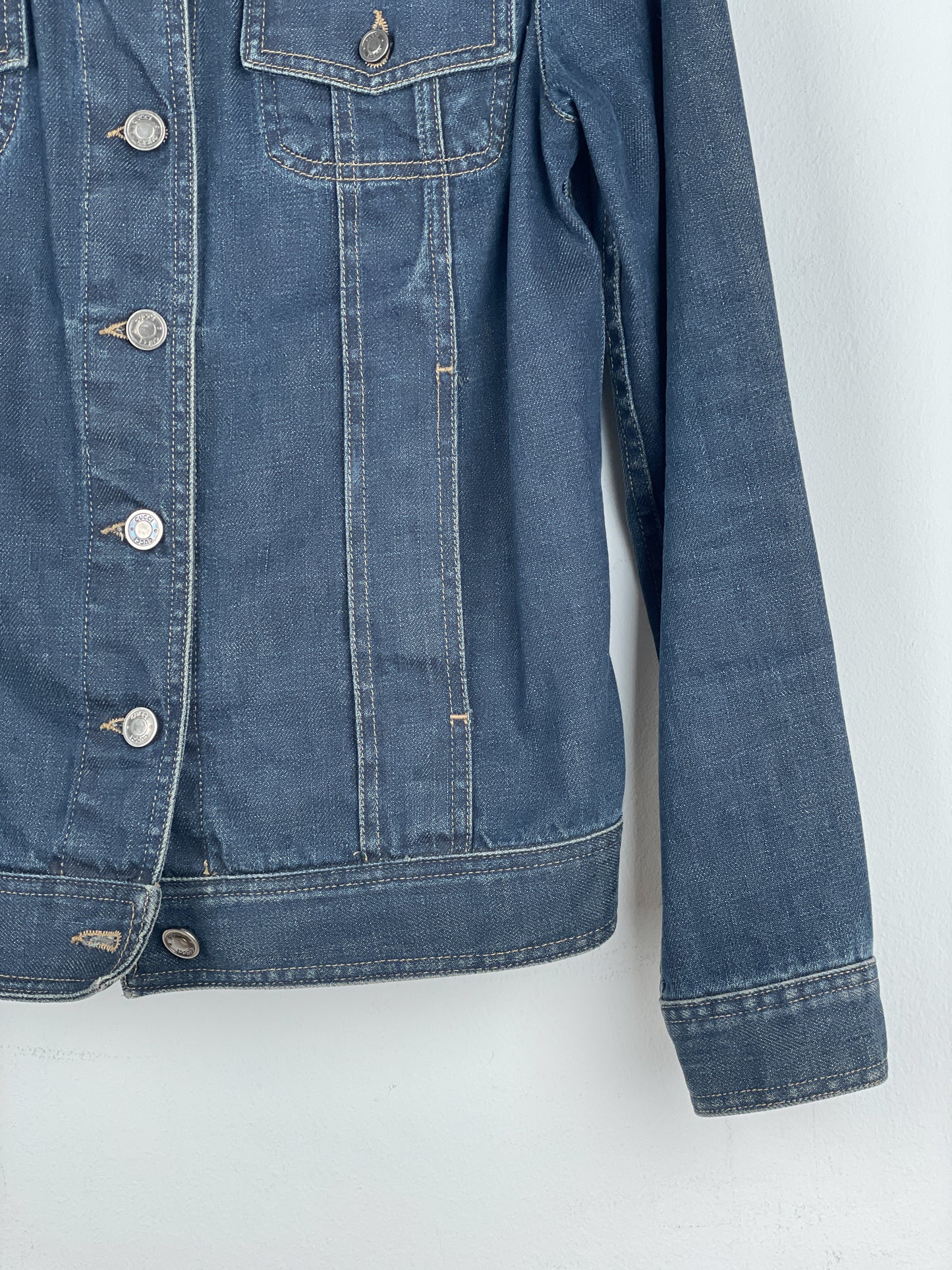 Gucci by Tom Ford SS02 Epaulettes Dark Denim Trucker Jacket