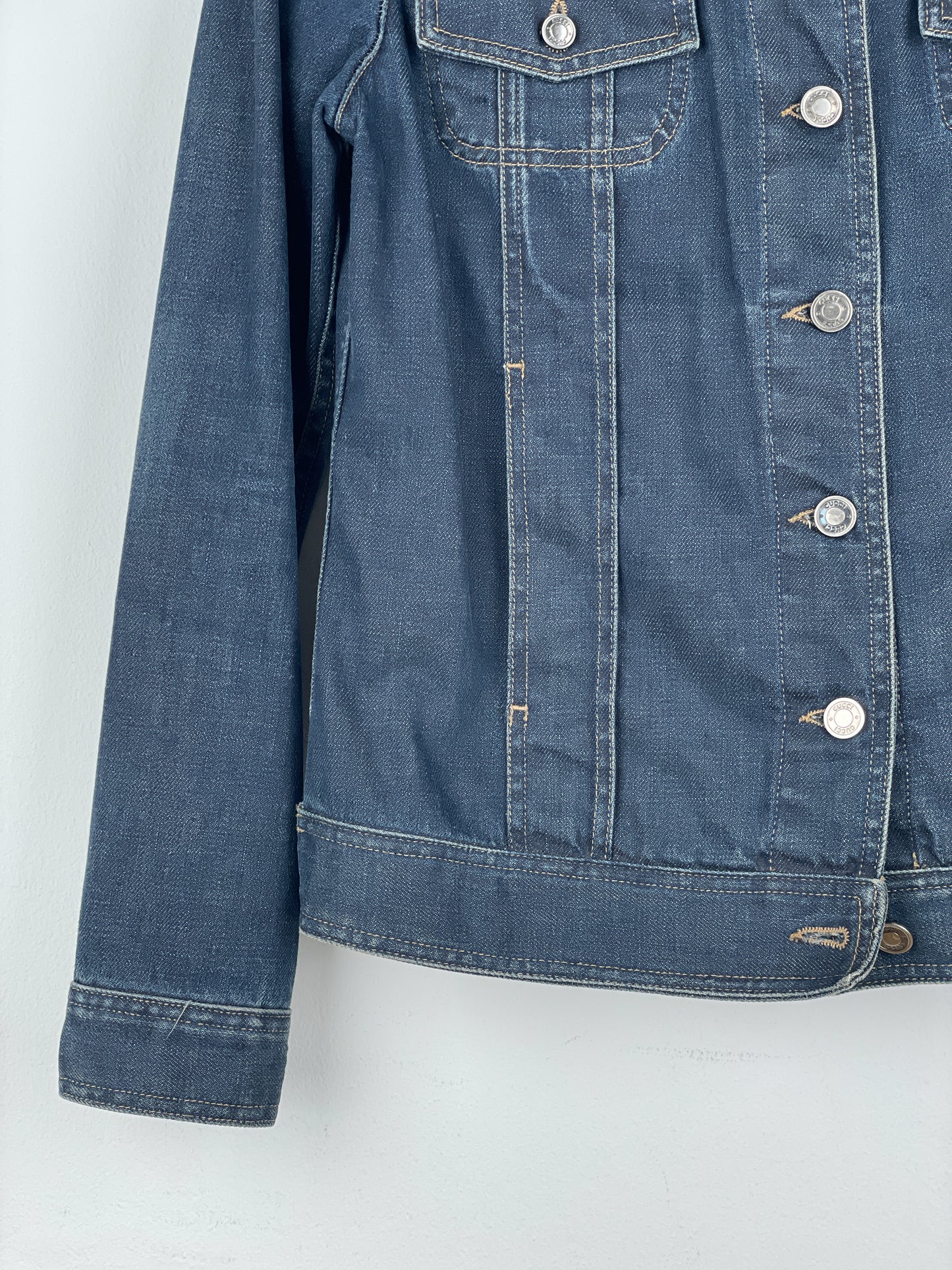 Gucci by Tom Ford SS02 Epaulettes Dark Denim Trucker Jacket