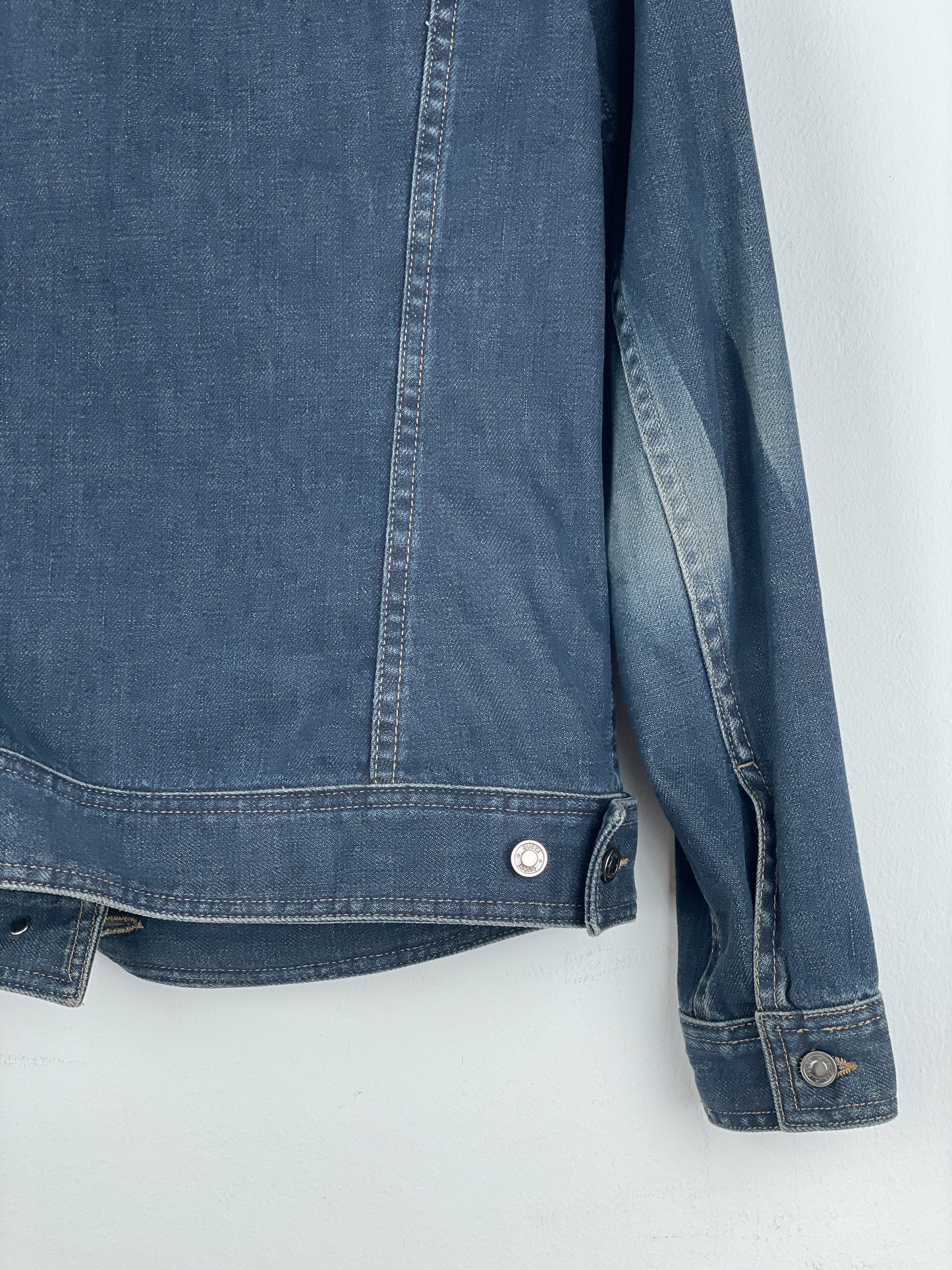 Gucci by Tom Ford SS02 Epaulettes Dark Denim Trucker Jacket