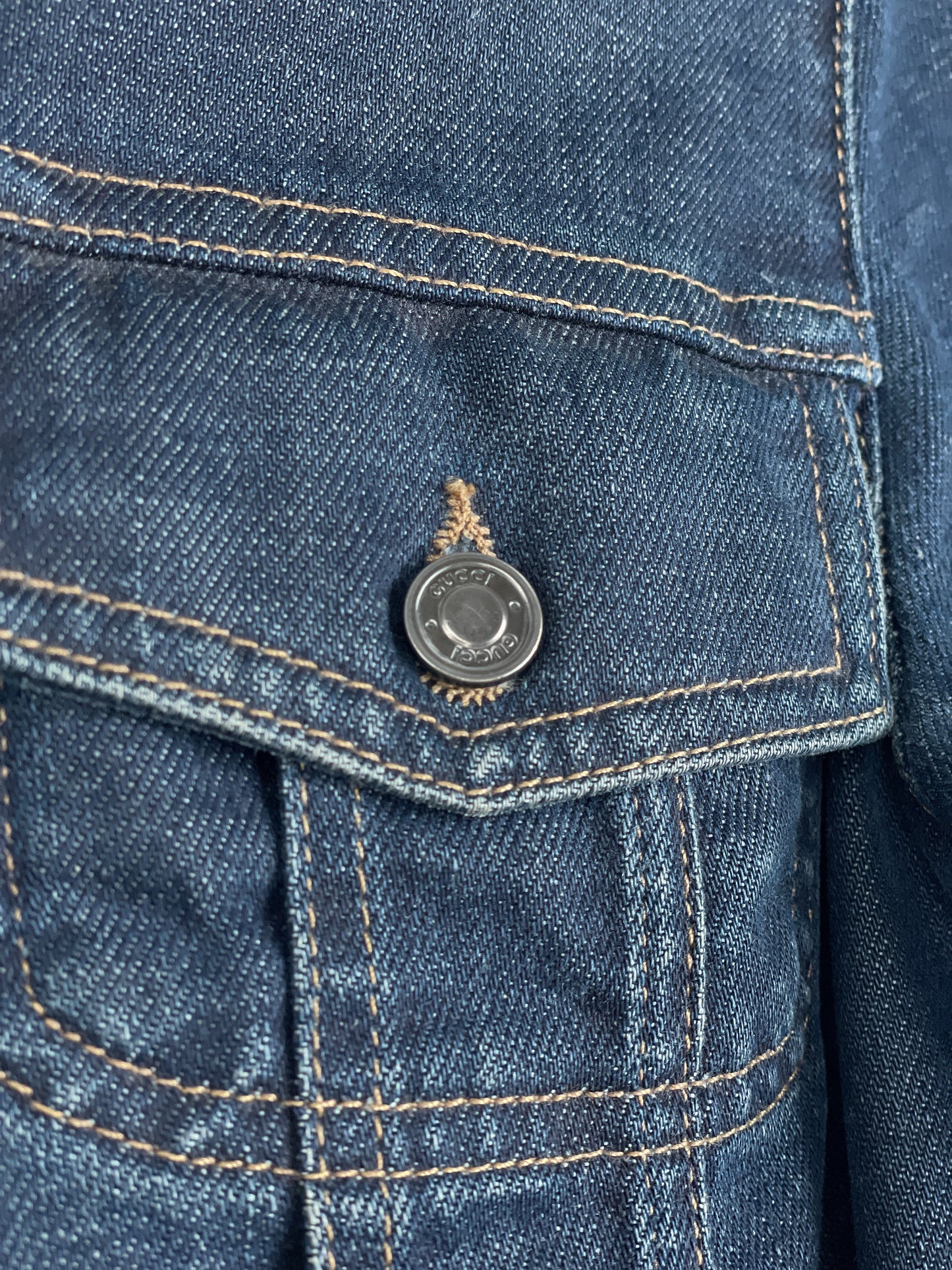 Gucci by Tom Ford SS02 Epaulettes Dark Denim Trucker Jacket