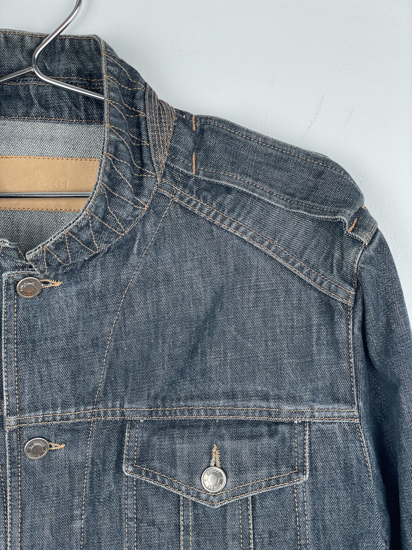 Gucci by Tom Ford SS02 Epaulettes Dark Denim Trucker Jacket