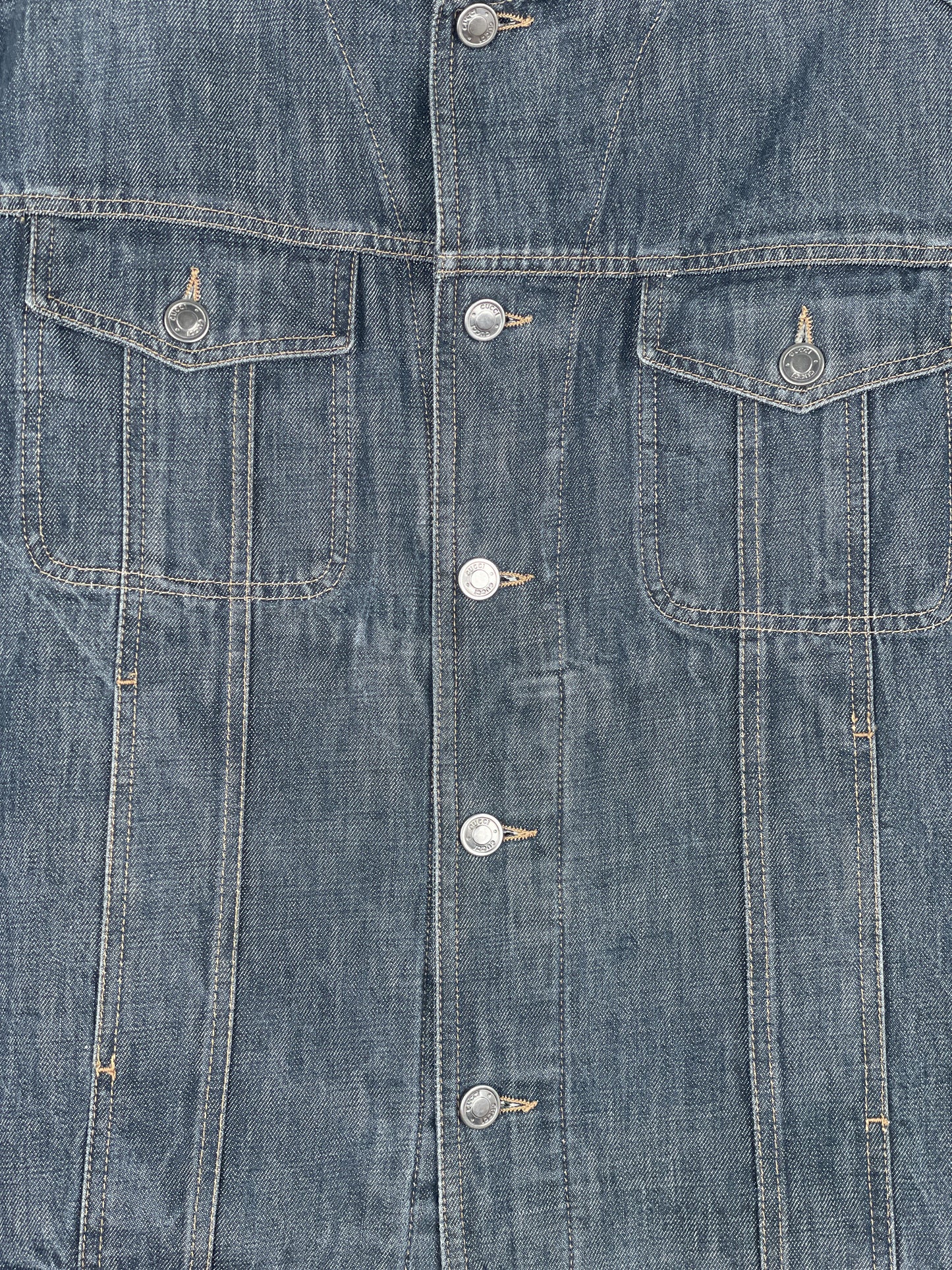 Gucci by Tom Ford SS02 Epaulettes Dark Denim Trucker Jacket