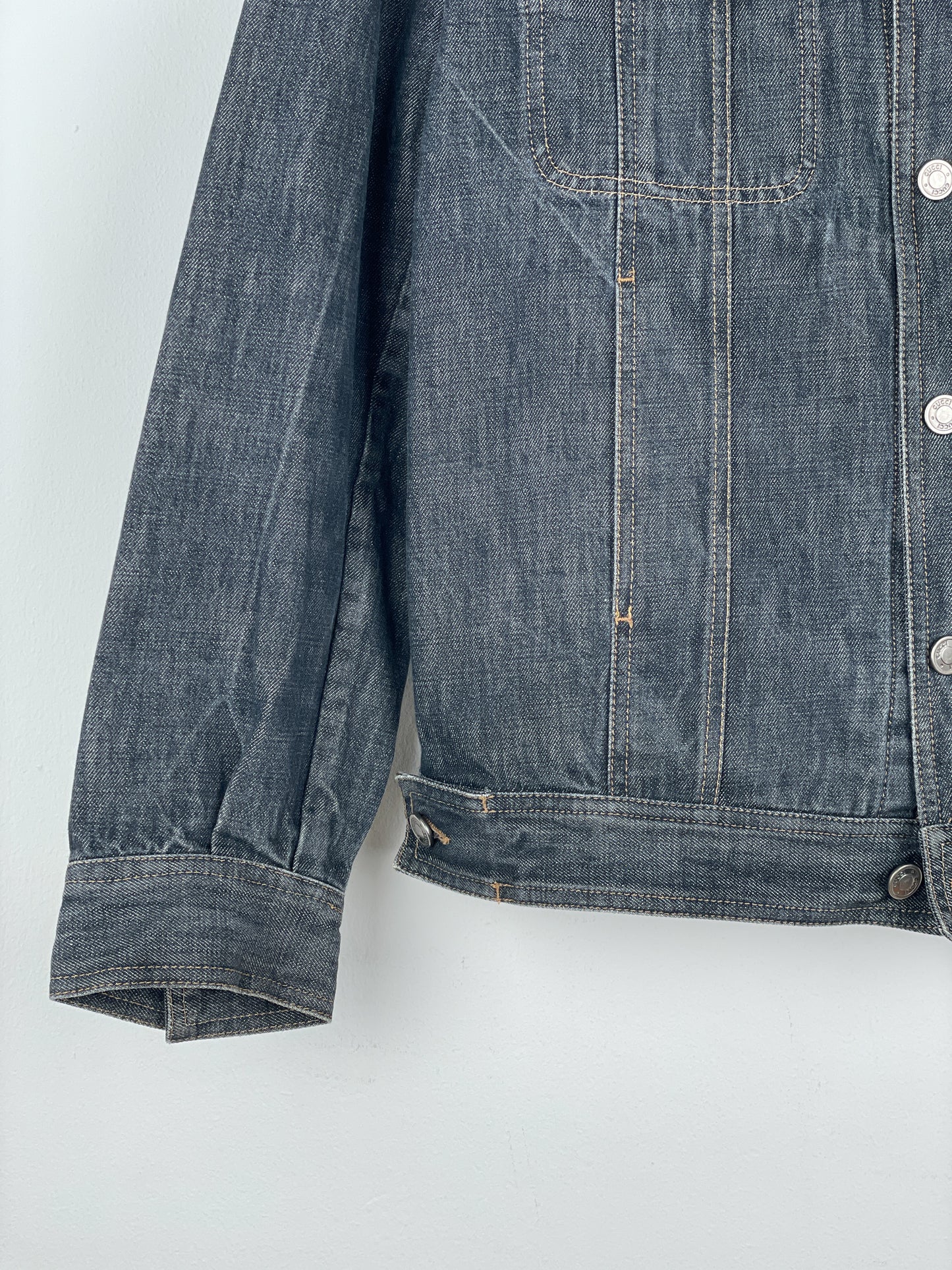 Gucci by Tom Ford SS02 Epaulettes Dark Denim Trucker Jacket