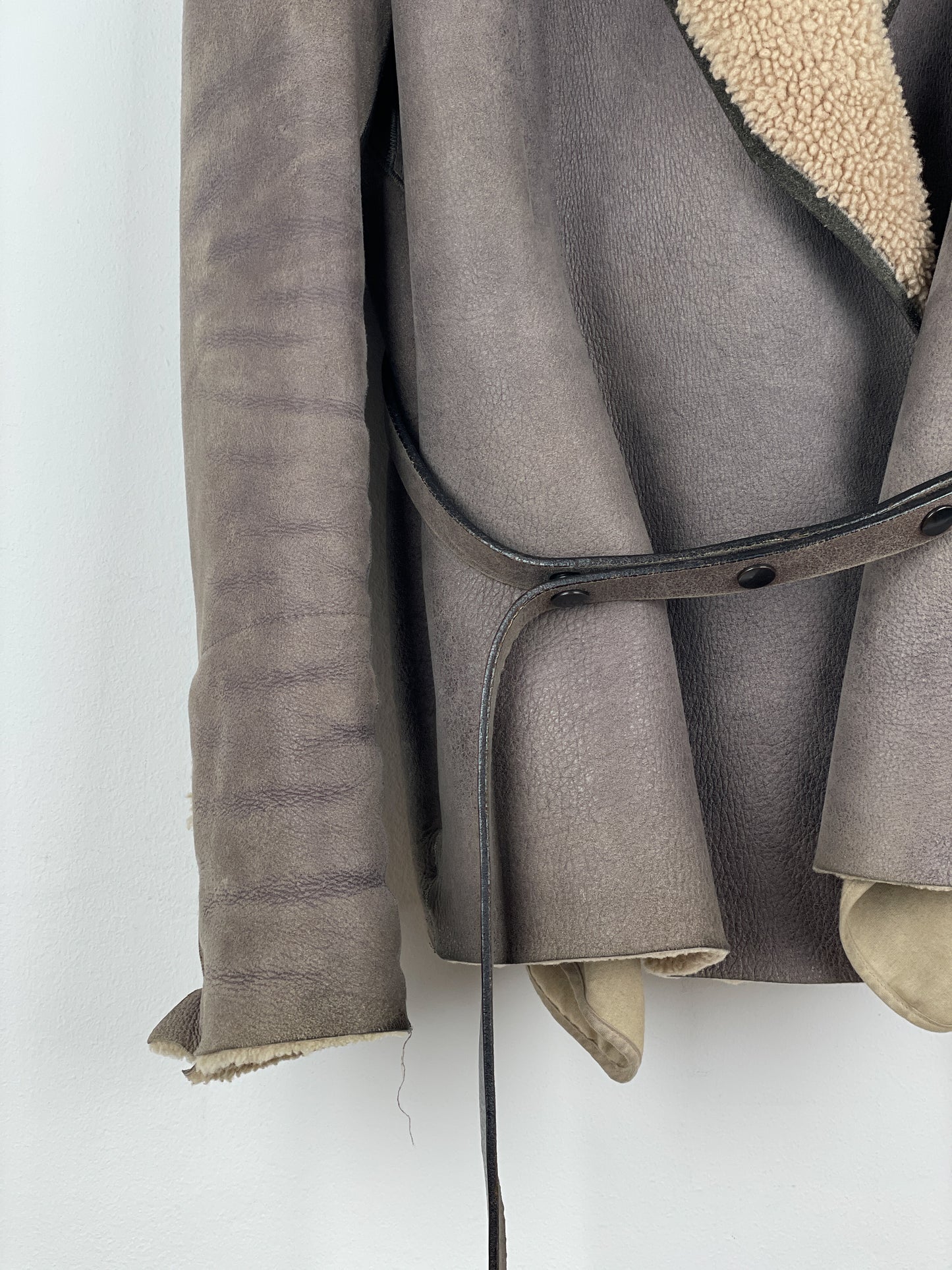 Rick Owens AW10 'Gleam' Belted Shearling Leather Jacket
