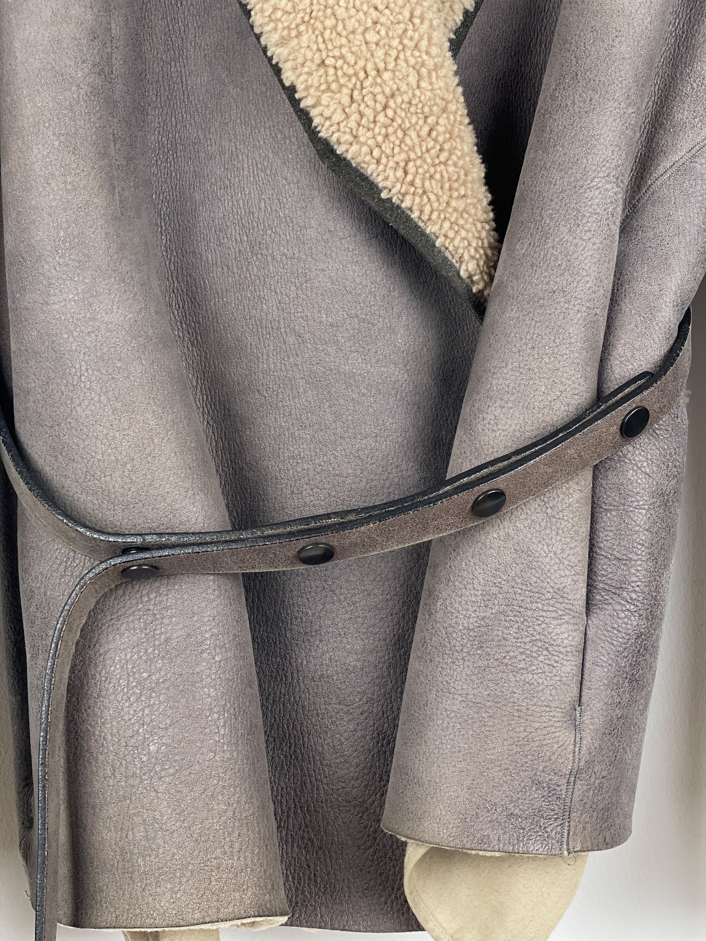 Rick Owens AW10 'Gleam' Belted Shearling Leather Jacket