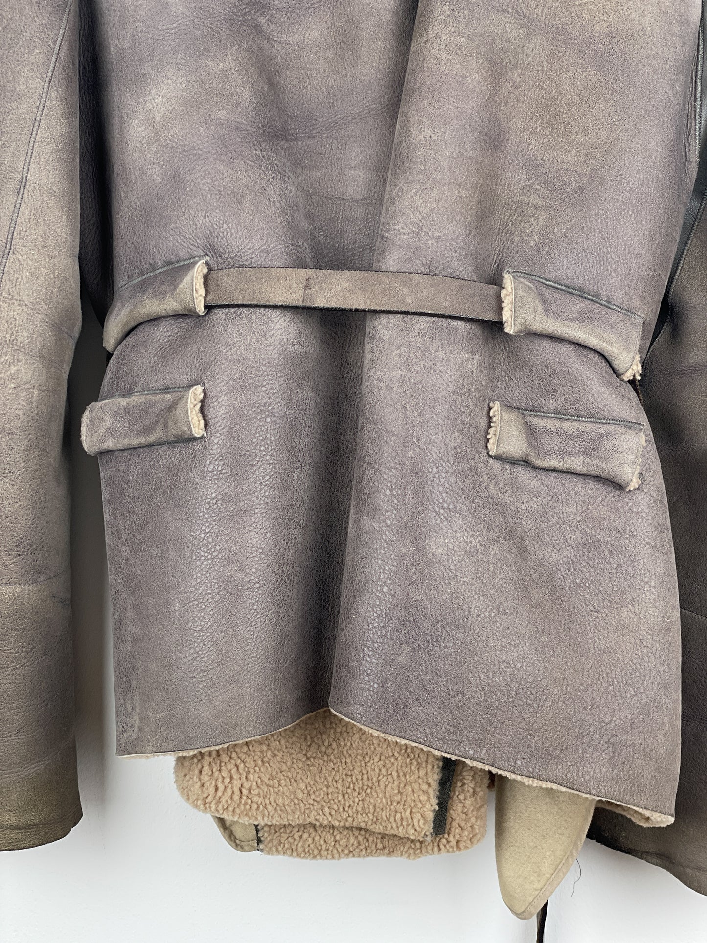 Rick Owens AW10 'Gleam' Belted Shearling Leather Jacket