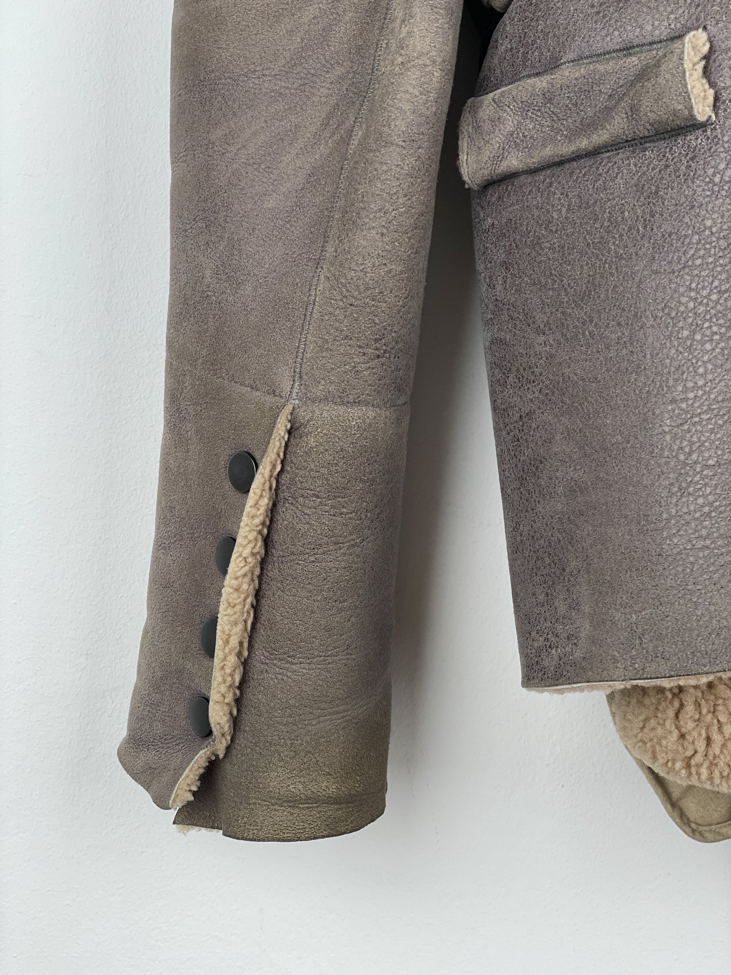 Rick Owens AW10 'Gleam' Belted Shearling Leather Jacket