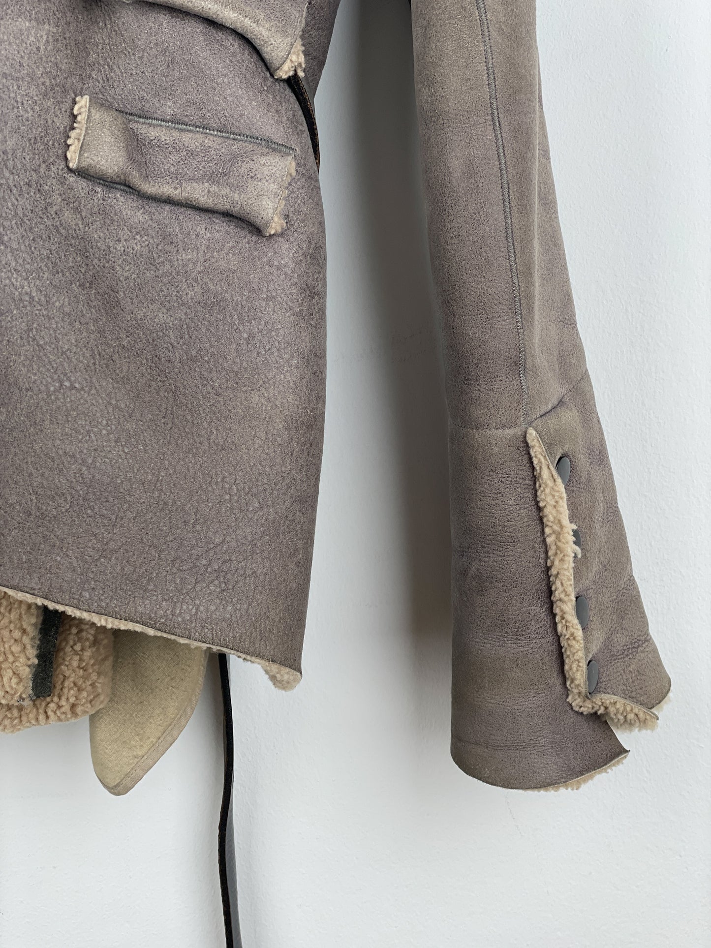 Rick Owens AW10 'Gleam' Belted Shearling Leather Jacket
