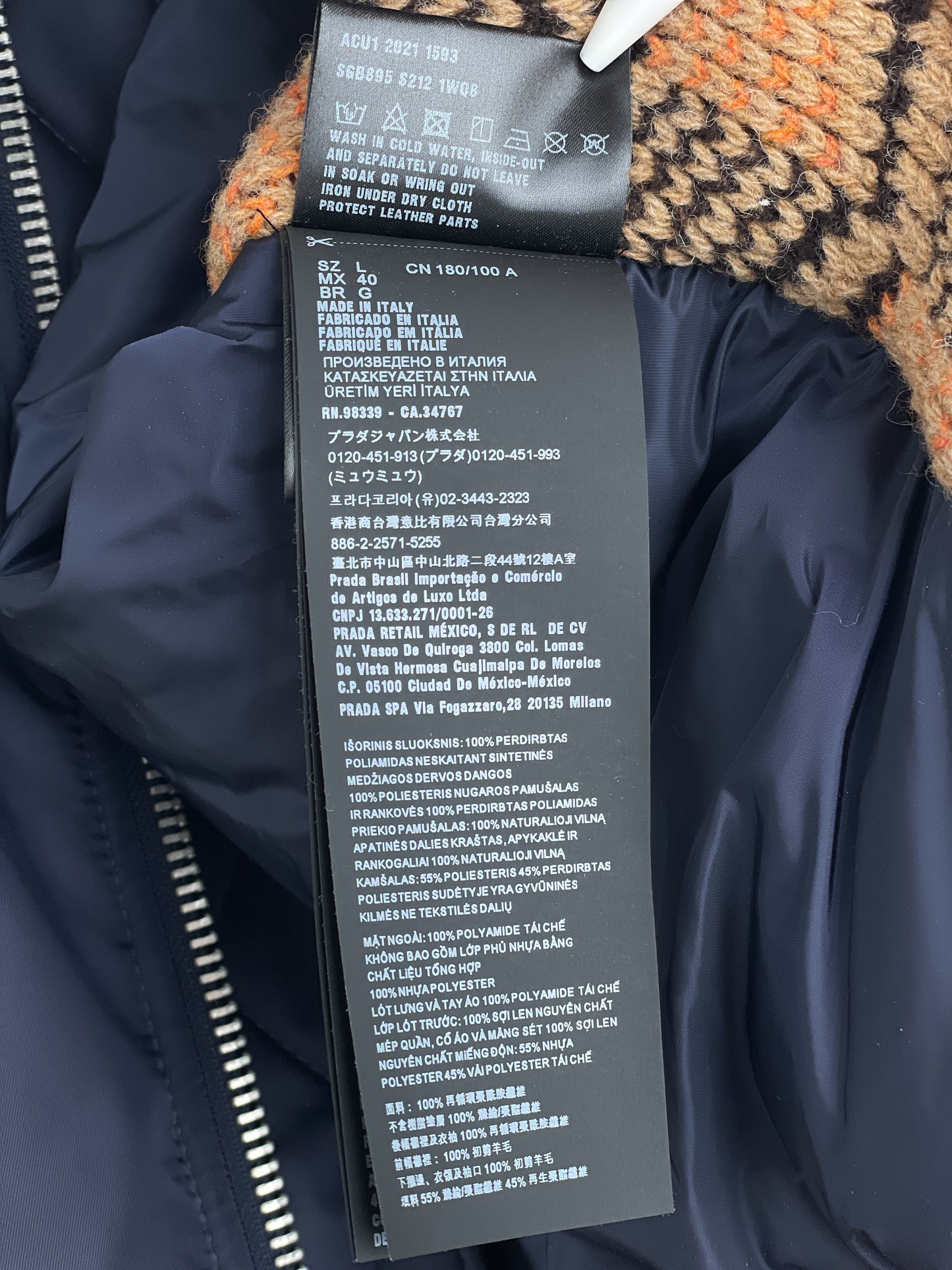 Prada AW21 Oversized Knit MA-1 Bomber Jacket