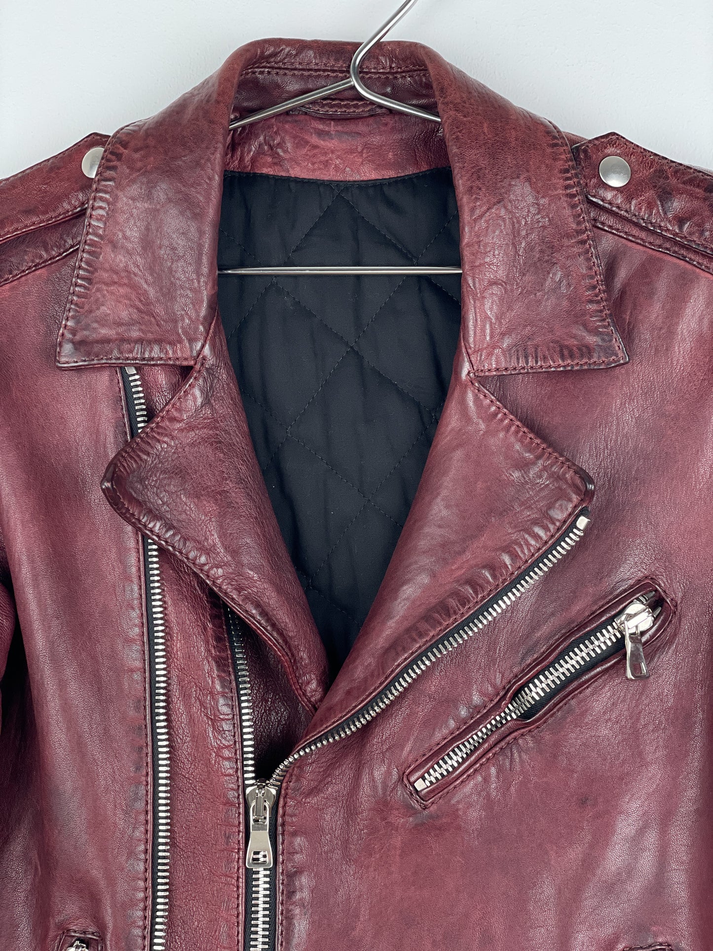 Balmain AW13 Decarnin Oxblood Biker Leather Jacket