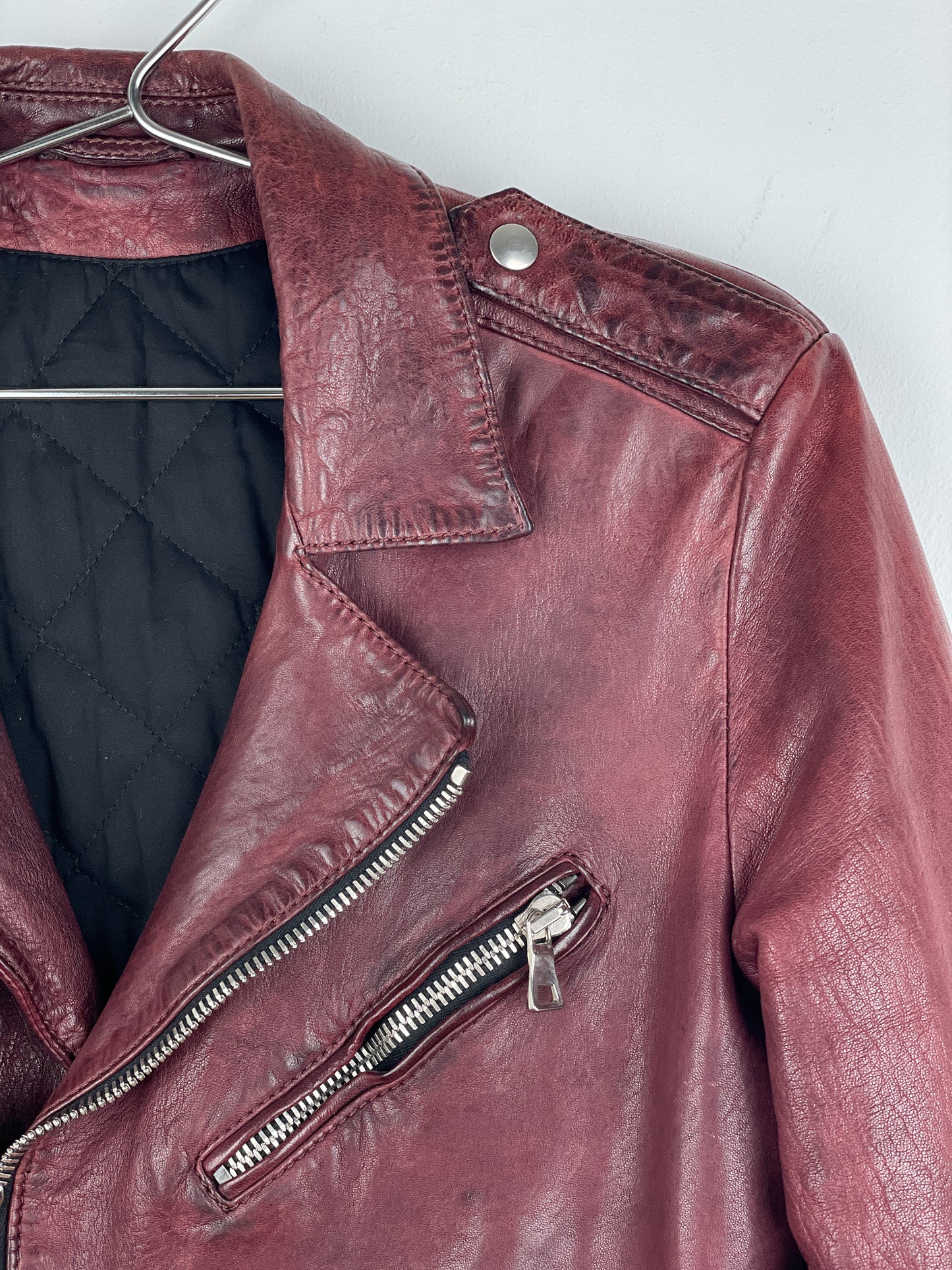 Balmain AW13 Decarnin Oxblood Biker Leather Jacket