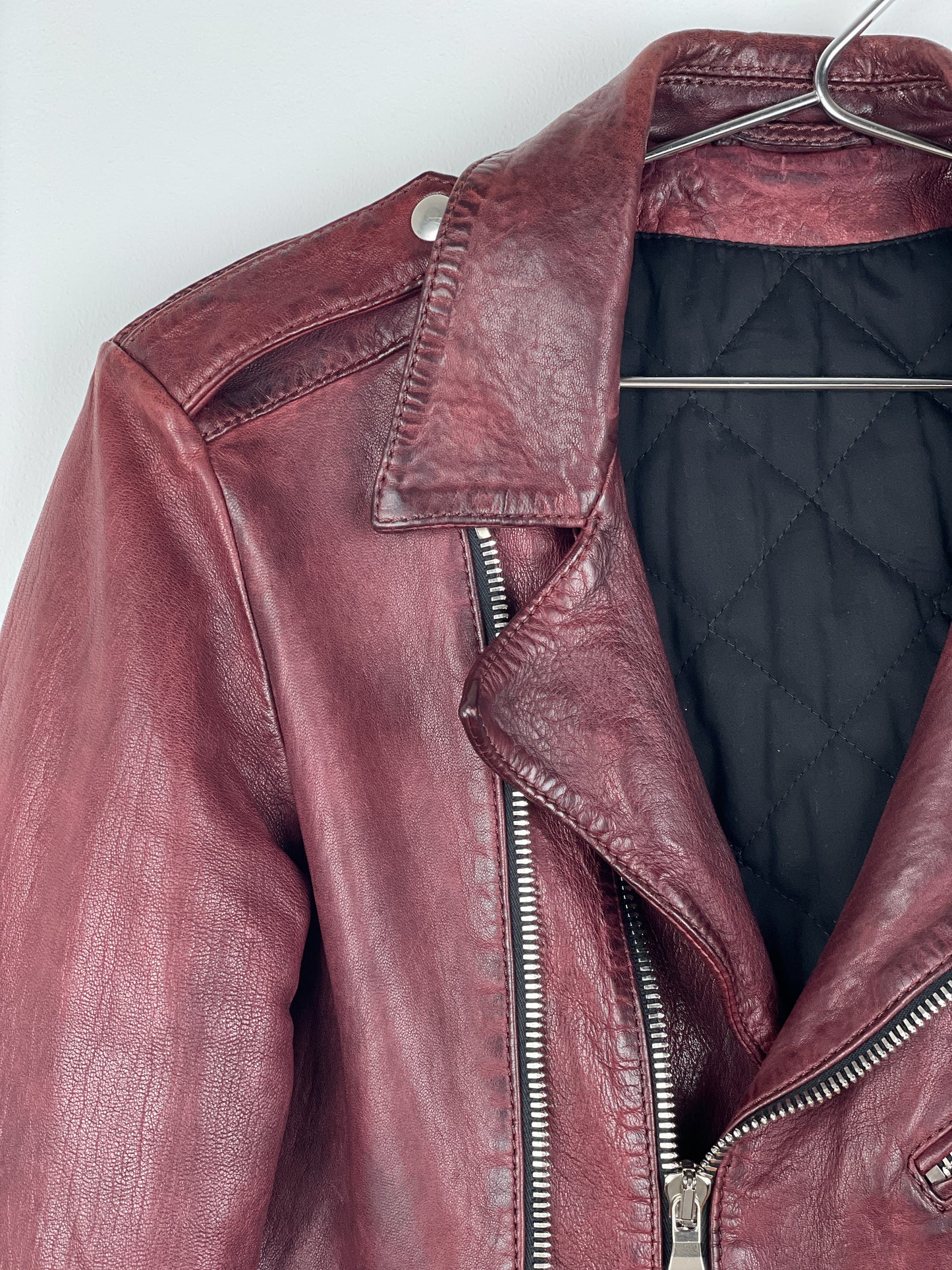 Balmain AW13 Decarnin Oxblood Biker Leather Jacket