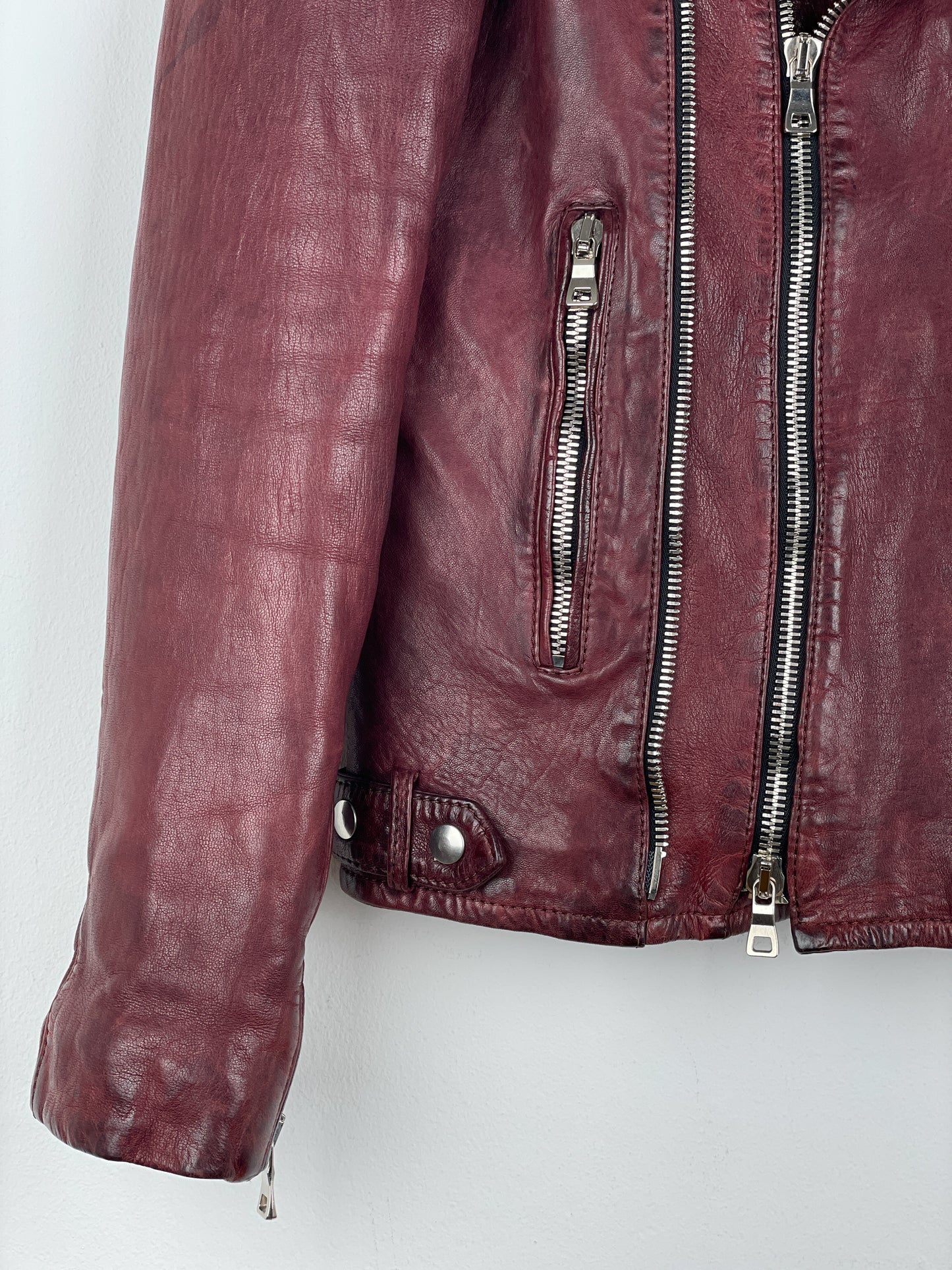 Balmain AW13 Decarnin Oxblood Biker Leather Jacket