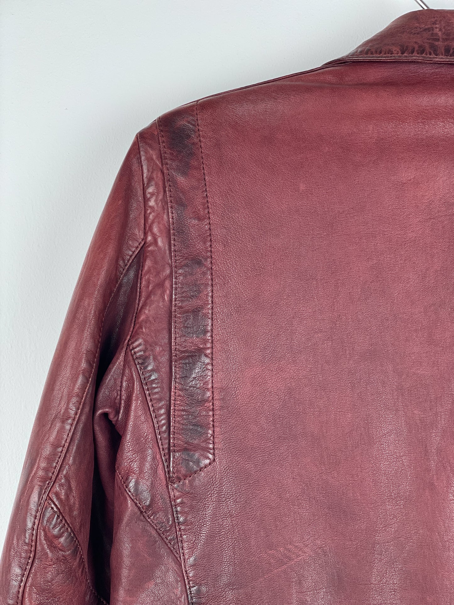 Balmain AW13 Decarnin Oxblood Biker Leather Jacket