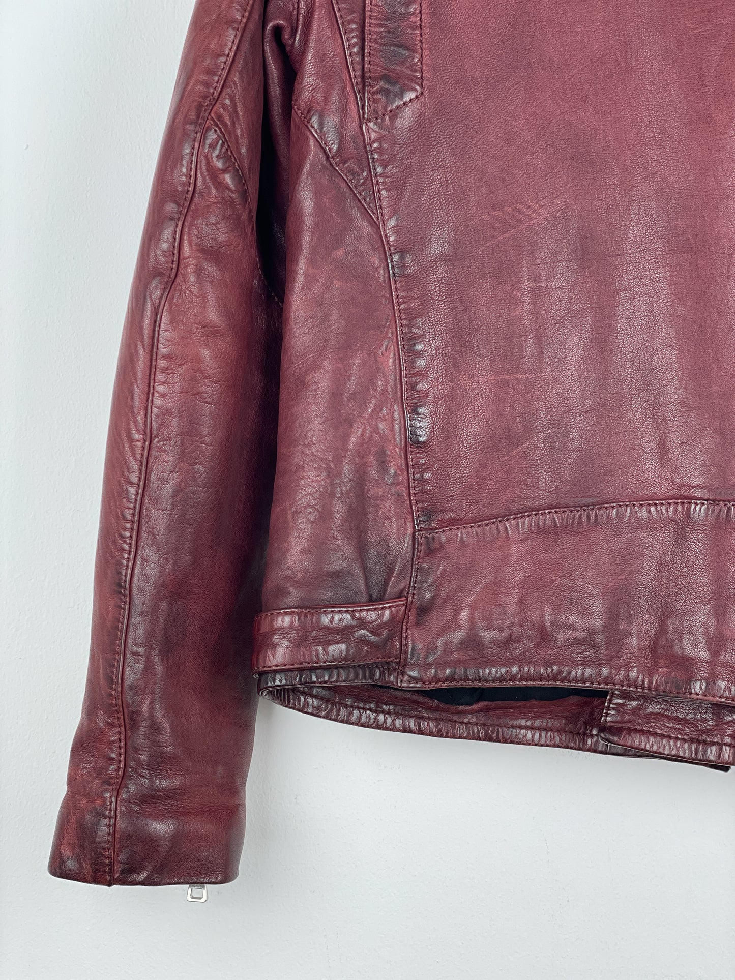 Balmain AW13 Decarnin Oxblood Biker Leather Jacket