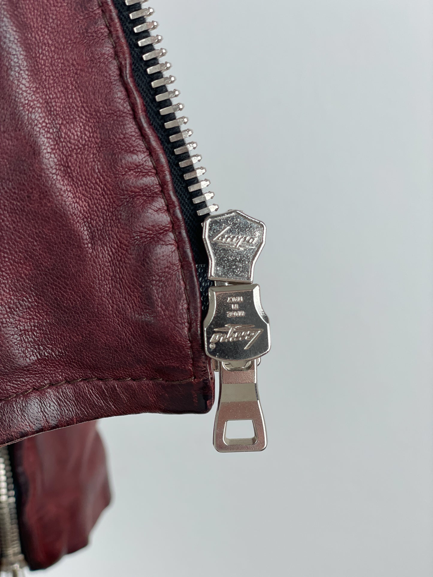Balmain AW13 Decarnin Oxblood Biker Leather Jacket