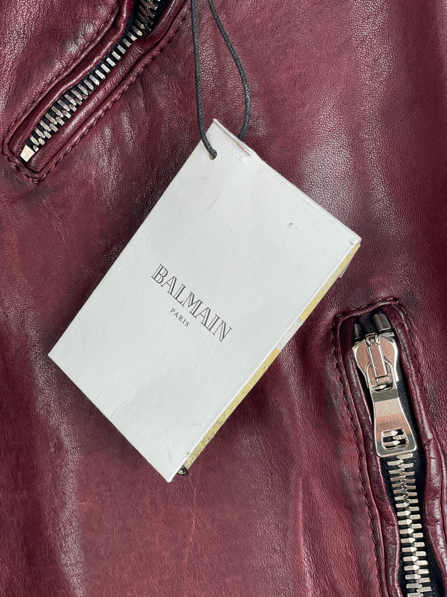Balmain AW13 Decarnin Oxblood Biker Leather Jacket