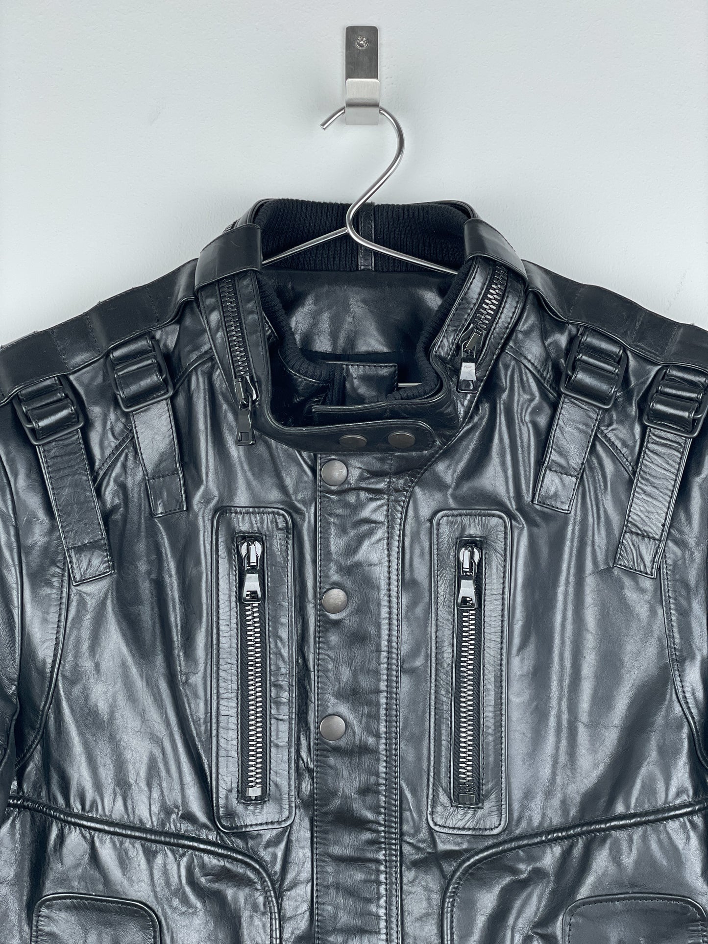 Balmain SS10 Decarnin Bondage Strap Militant Leather Jacket