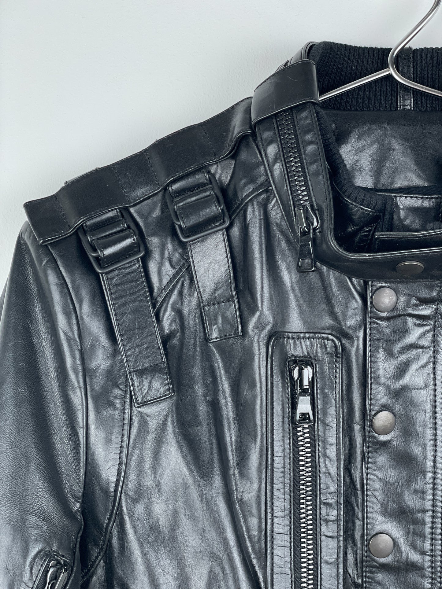 Balmain SS10 Decarnin Bondage Strap Militant Leather Jacket