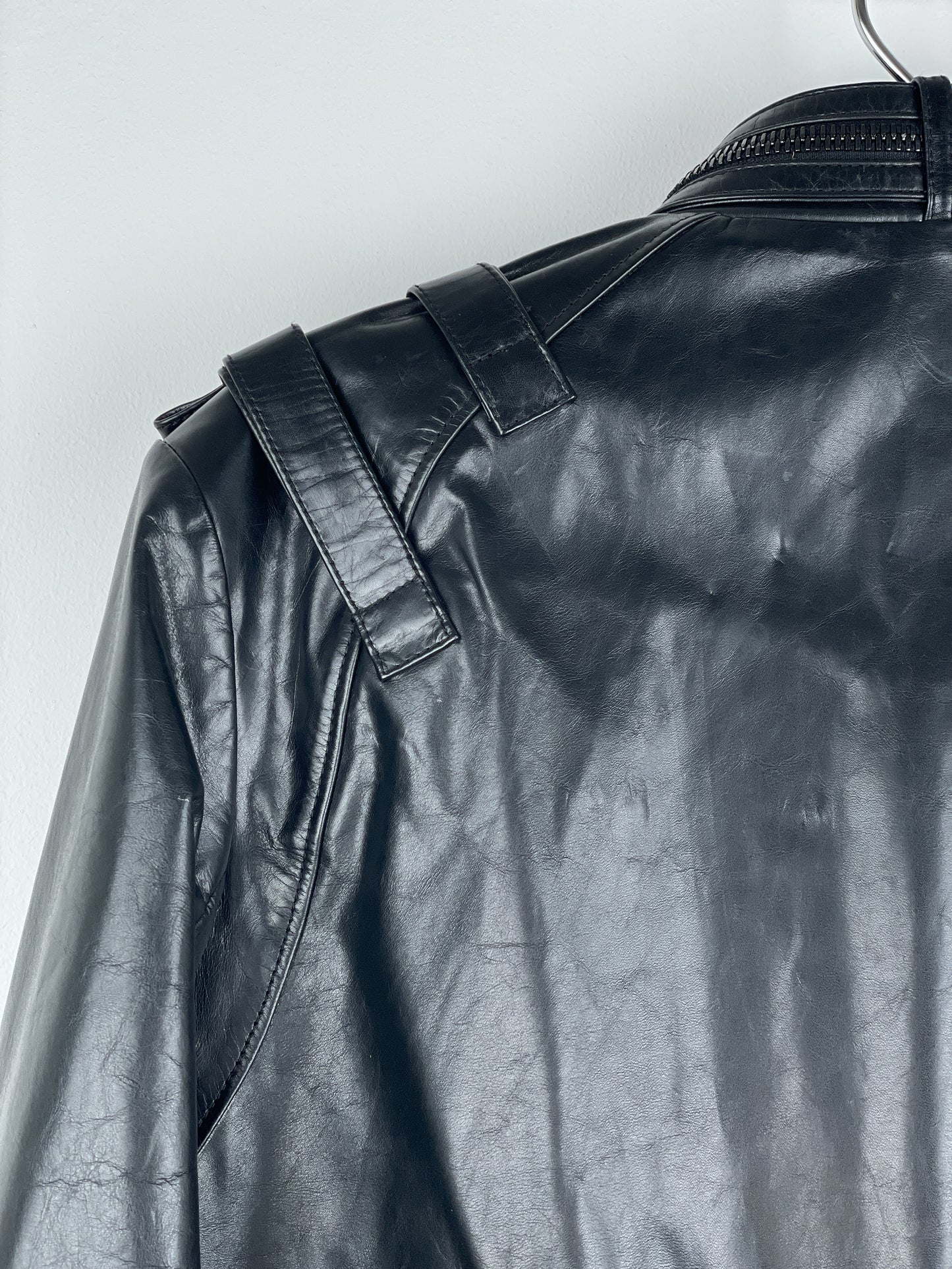 Balmain SS10 Decarnin Bondage Strap Militant Leather Jacket