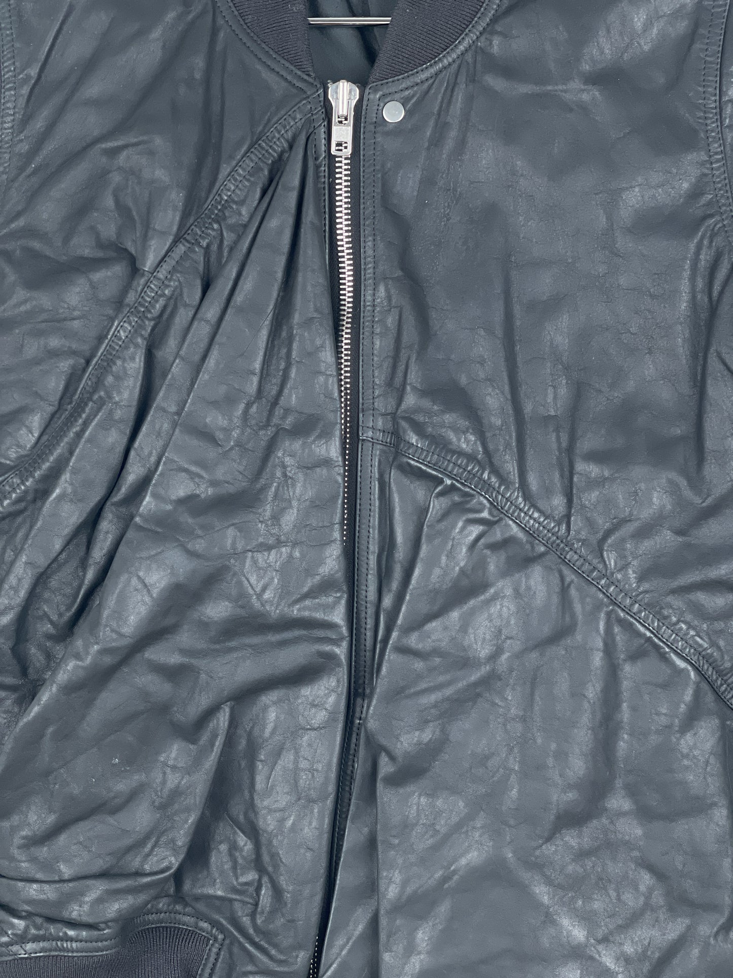 Rick Owens SS16 'Cyclops' Draped Ripple Leather Bomber Jacket
