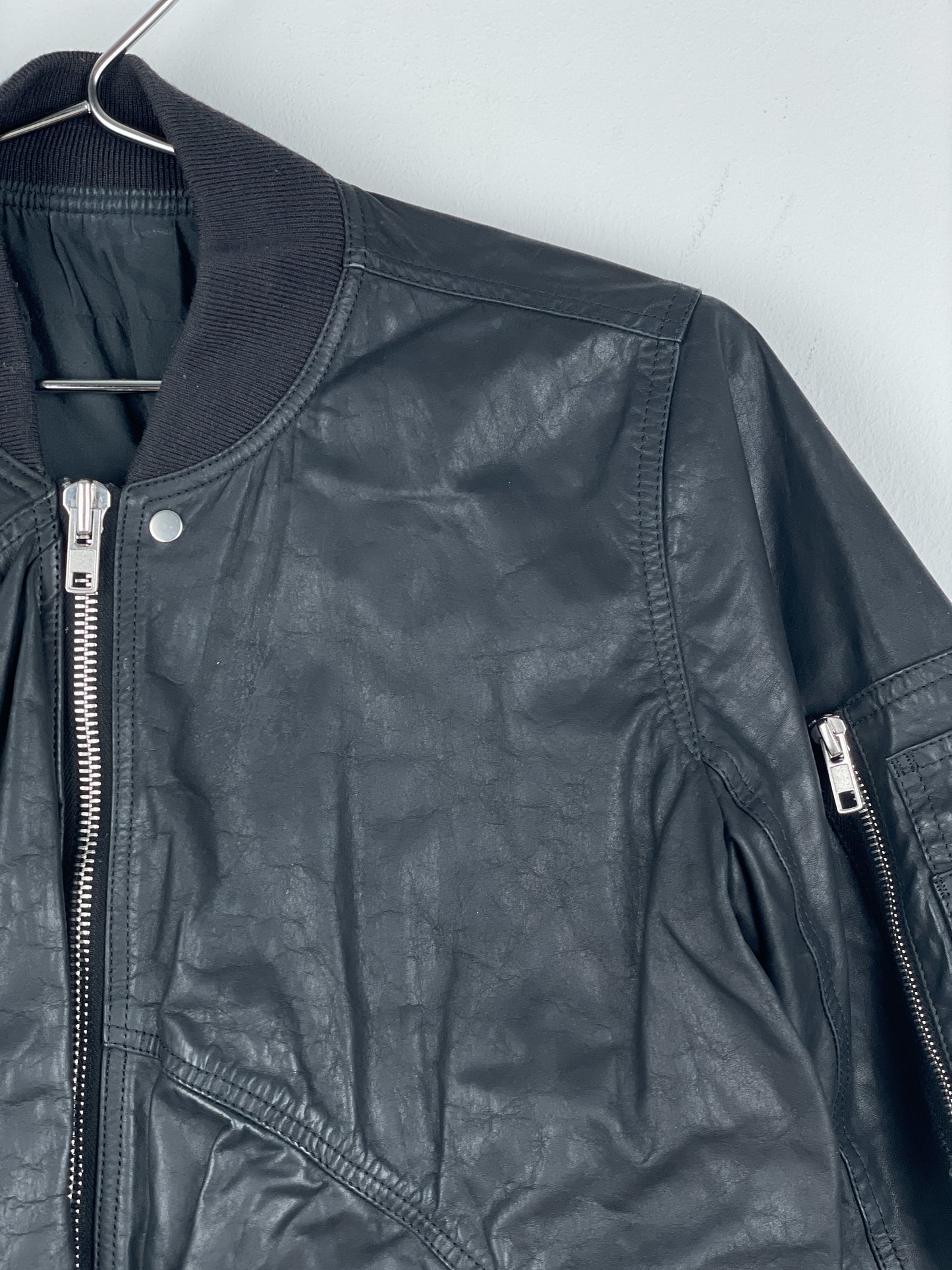 Rick Owens SS16 'Cyclops' Draped Ripple Leather Bomber Jacket
