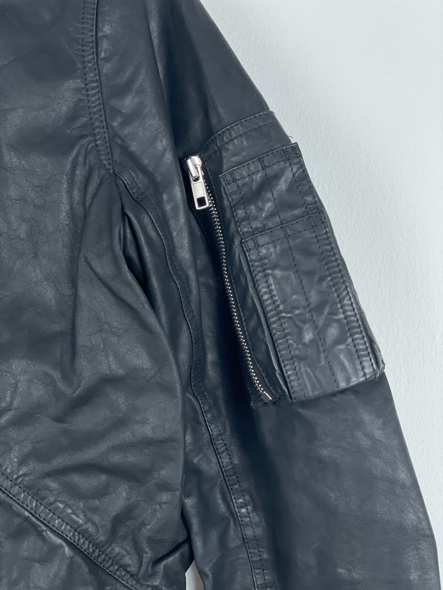 Rick Owens SS16 'Cyclops' Draped Ripple Leather Bomber Jacket