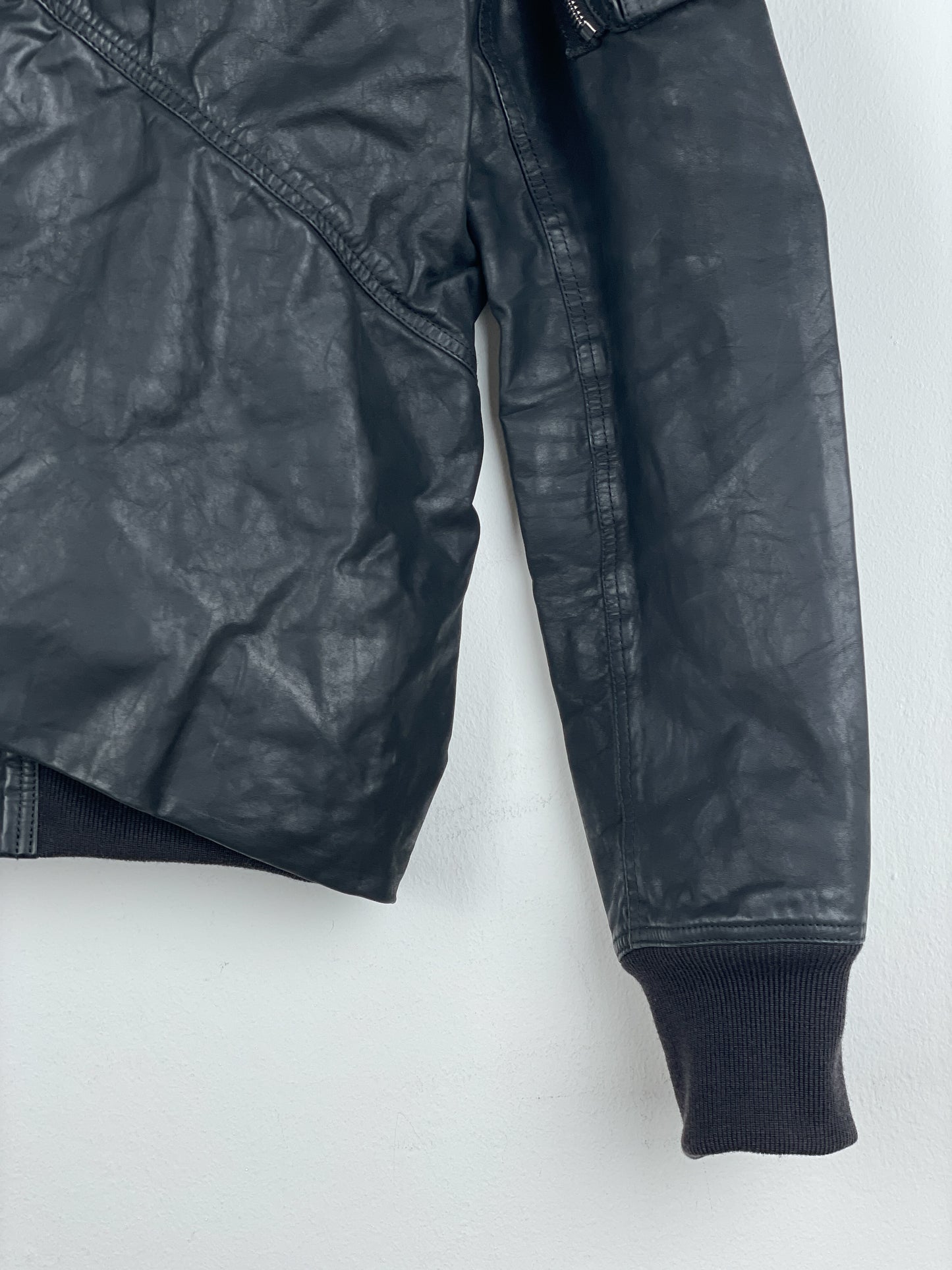 Rick Owens SS16 'Cyclops' Draped Ripple Leather Bomber Jacket