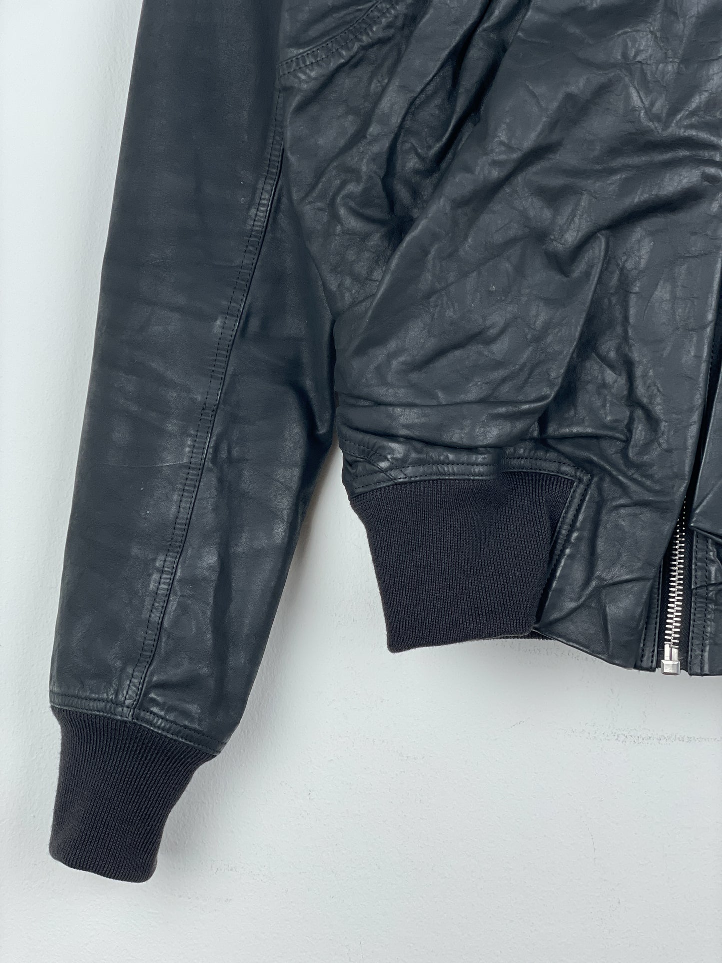 Rick Owens SS16 'Cyclops' Draped Ripple Leather Bomber Jacket