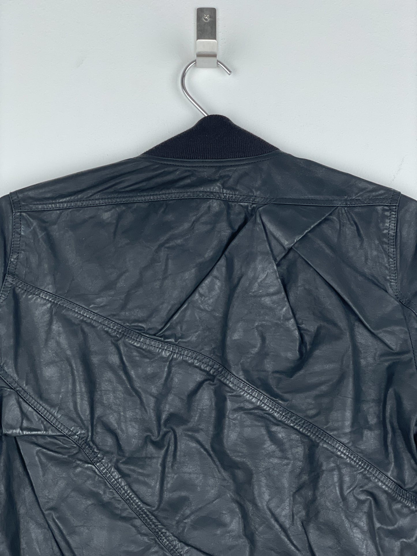 Rick Owens SS16 'Cyclops' Draped Ripple Leather Bomber Jacket
