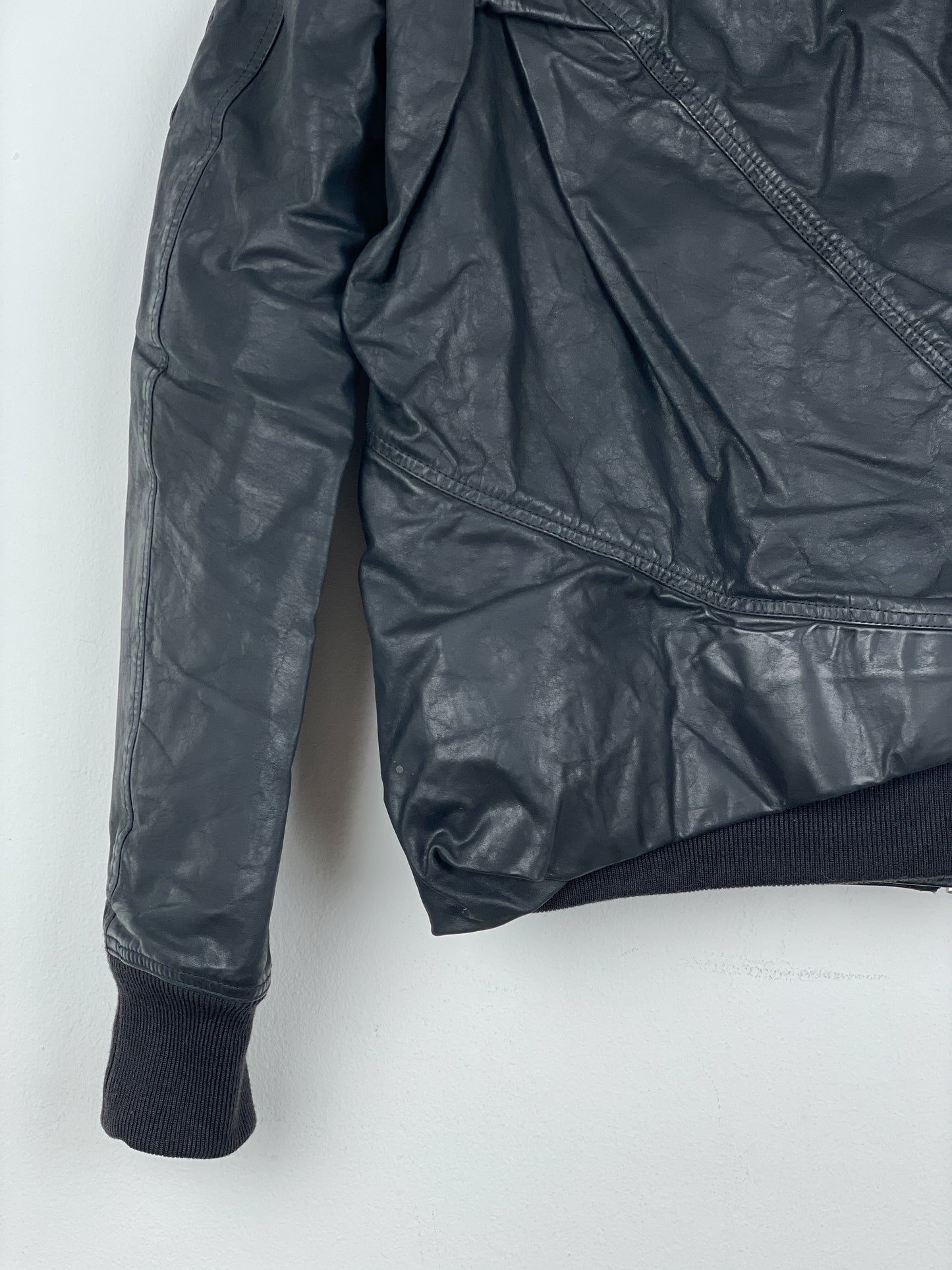 Rick Owens SS16 'Cyclops' Draped Ripple Leather Bomber Jacket