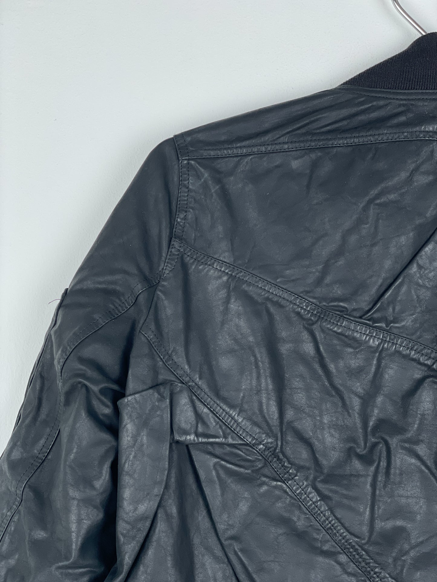 Rick Owens SS16 'Cyclops' Draped Ripple Leather Bomber Jacket
