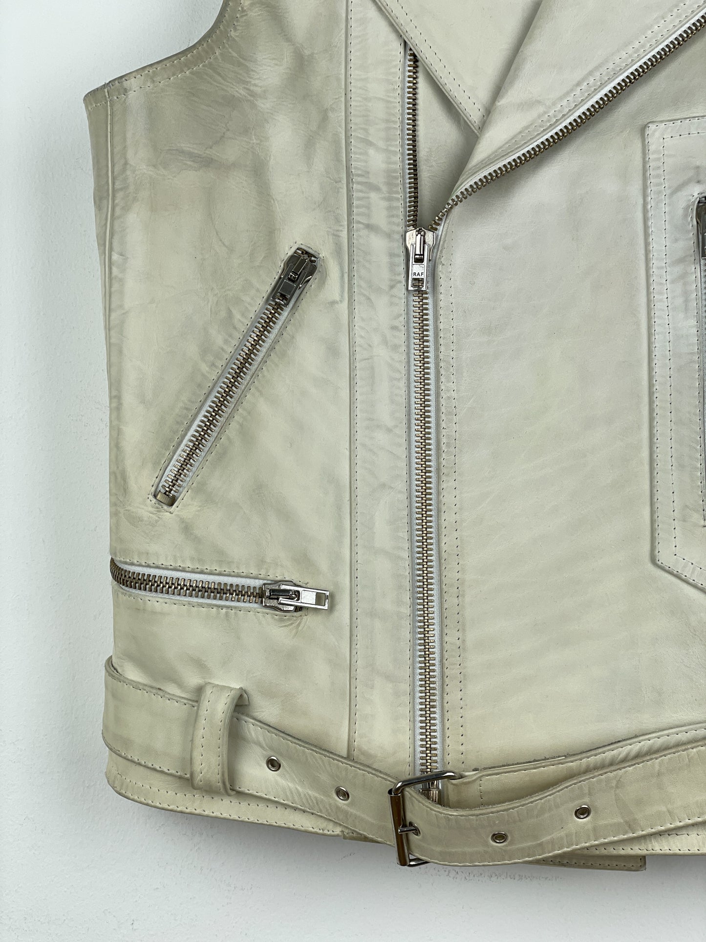 RAF by Raf Simons AW05 Sleeveless Leather Moto Biker Vest