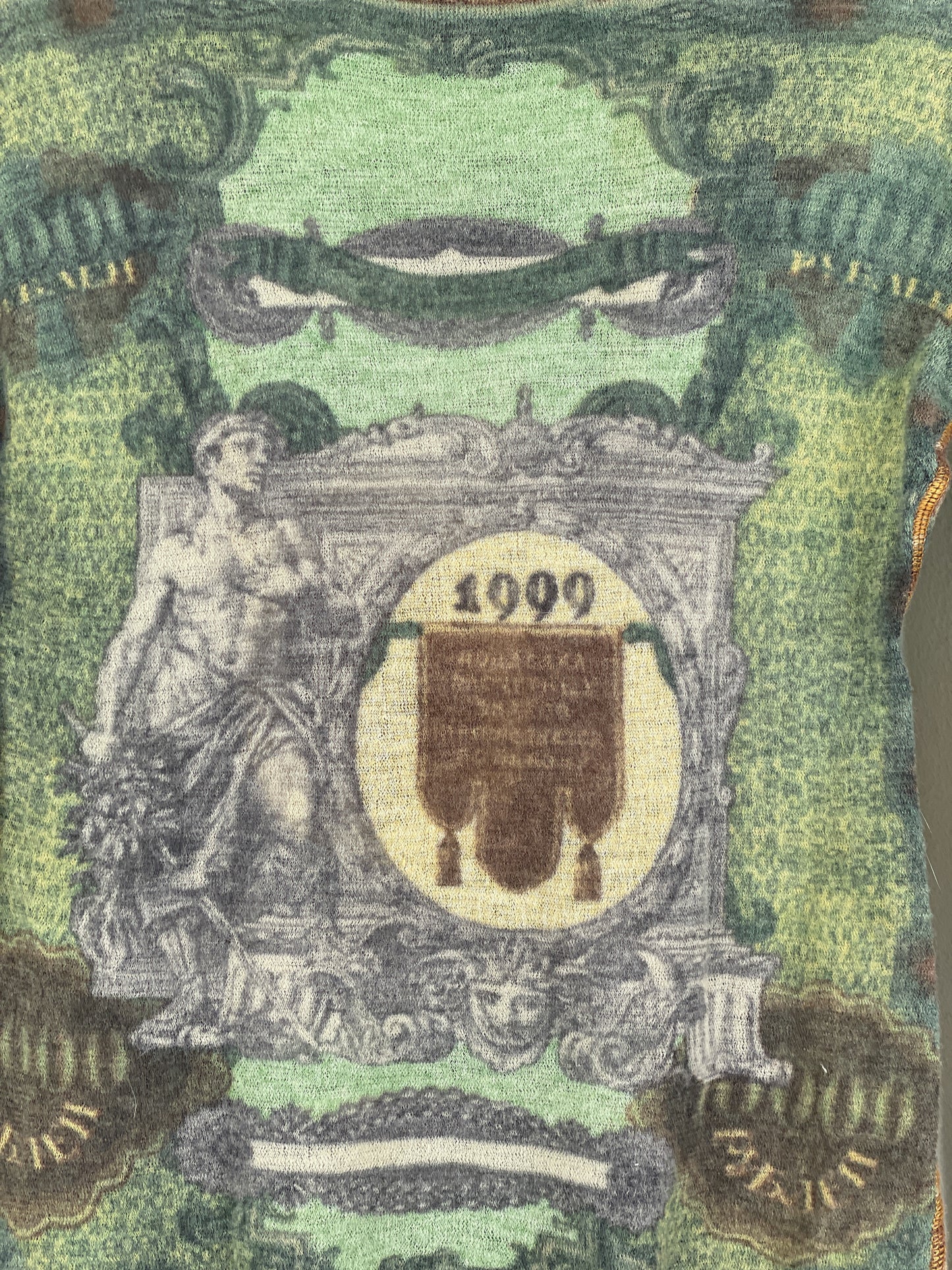 Jean Paul Gaultier SS94 'Les Tatouages' Banknote Turtleneck Sweater