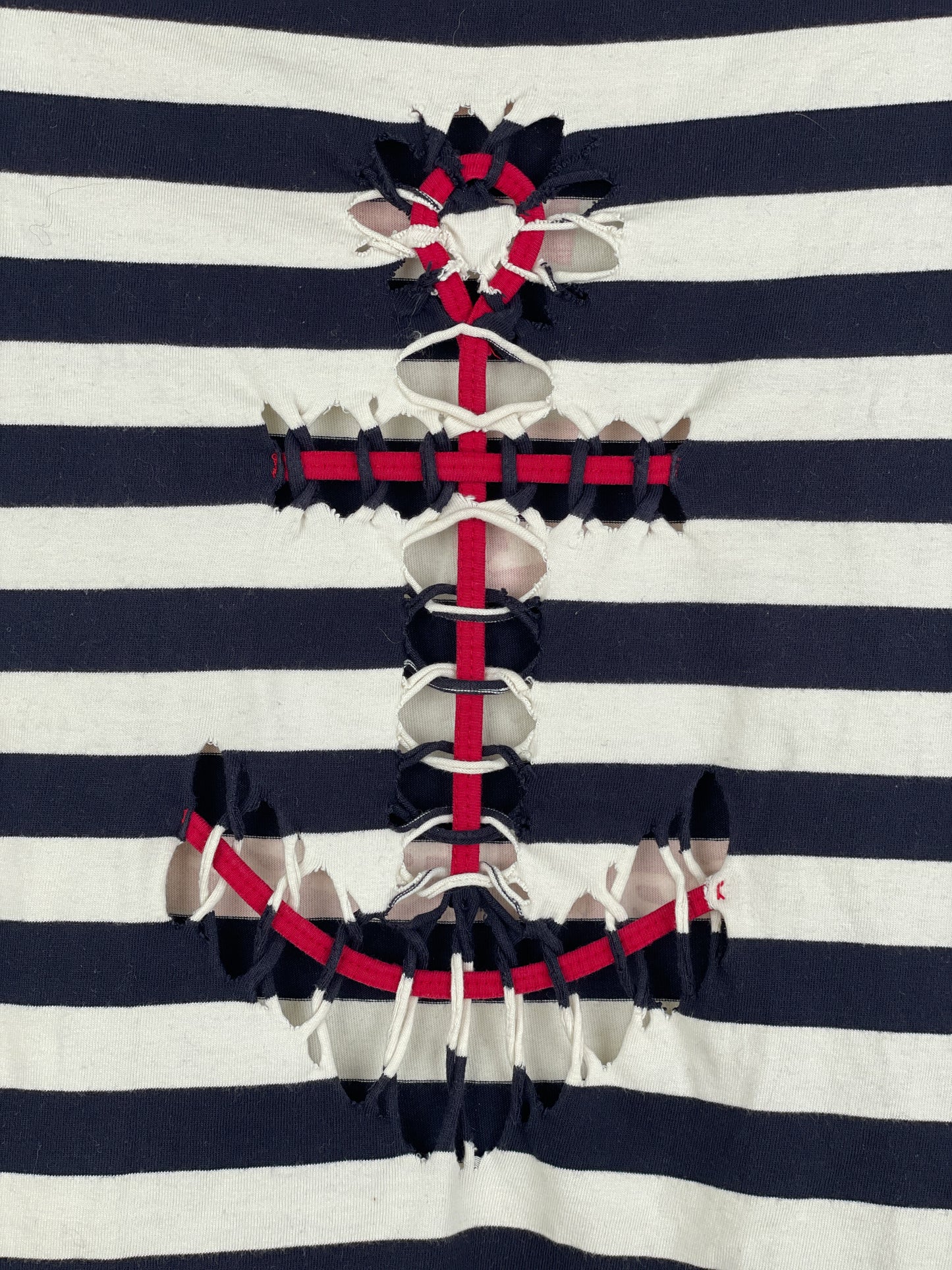 Jean Paul Gaultier 1990s Sailor-Striped Anchor Cutout T-Shirt