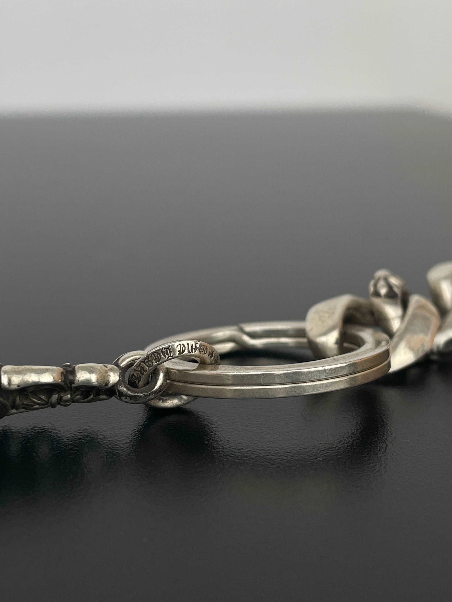 Chrome Hearts Fancy Link Keychain With Dagger Charm Key Ring