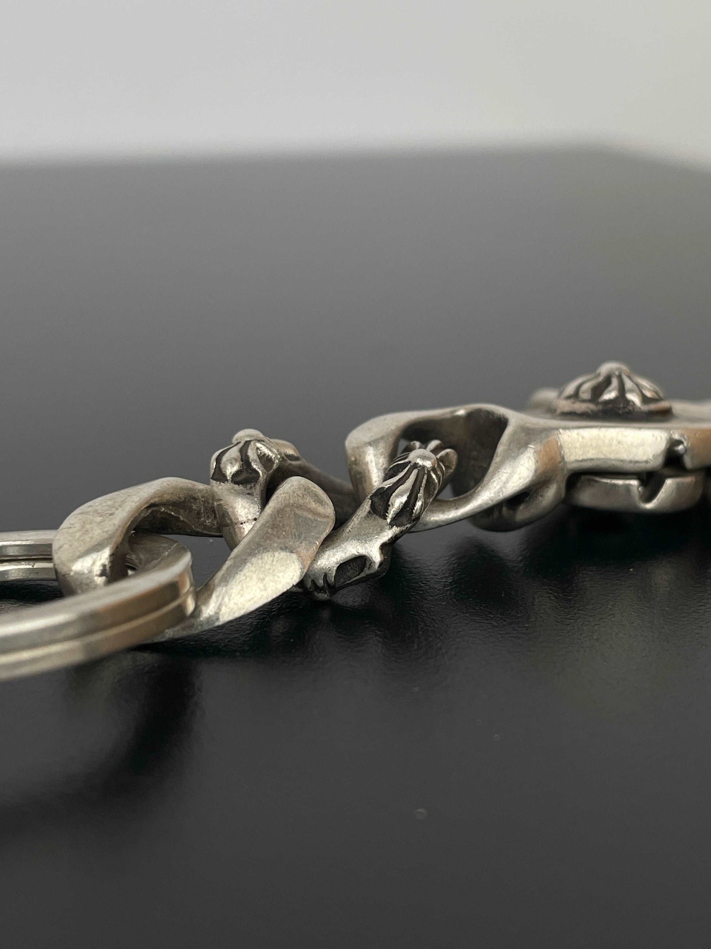 Chrome Hearts Fancy Link Keychain With Dagger Charm Key Ring
