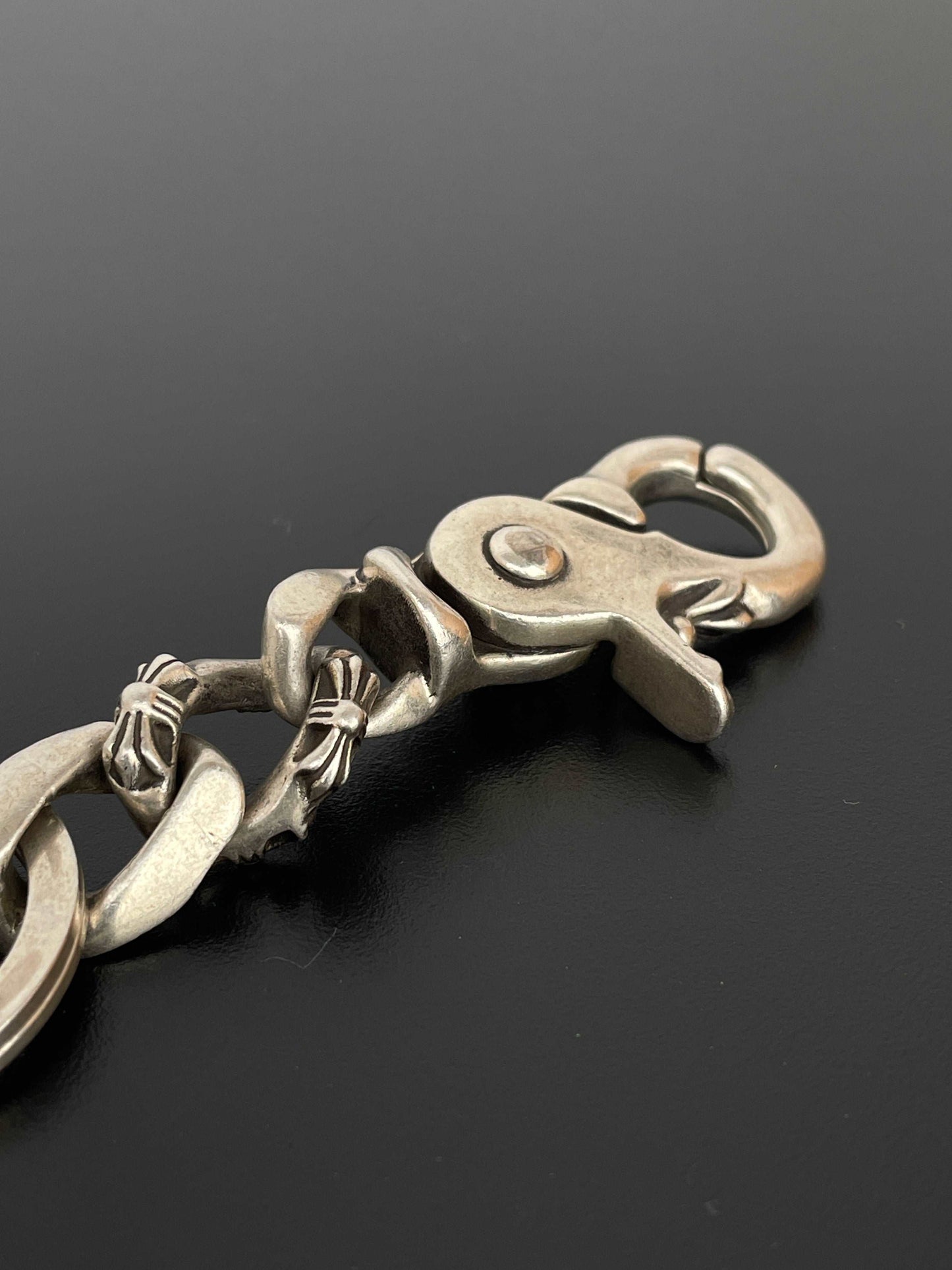 Chrome Hearts Fancy Link Keychain With Dagger Charm Key Ring