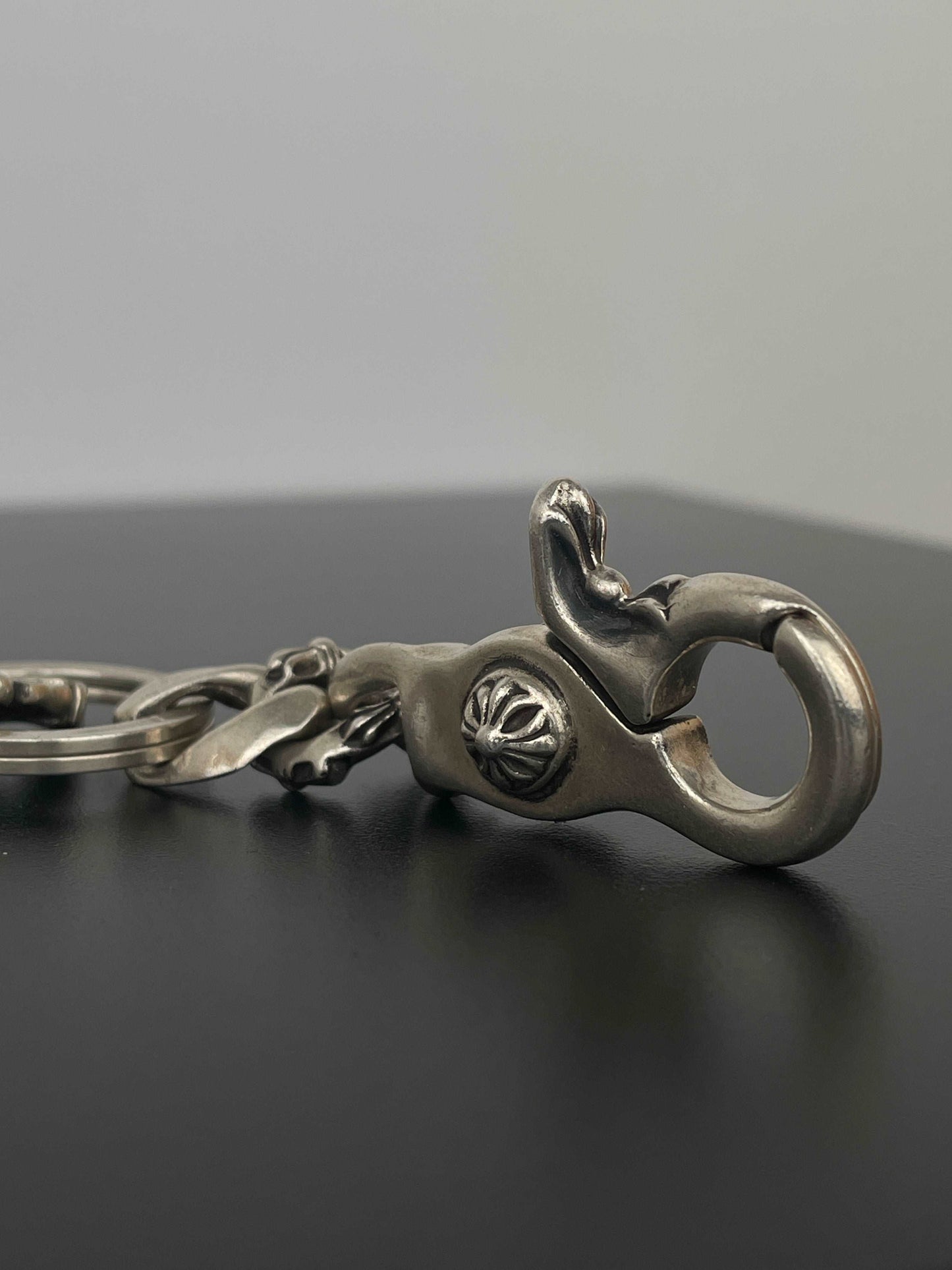 Chrome Hearts Fancy Link Keychain With Dagger Charm Key Ring