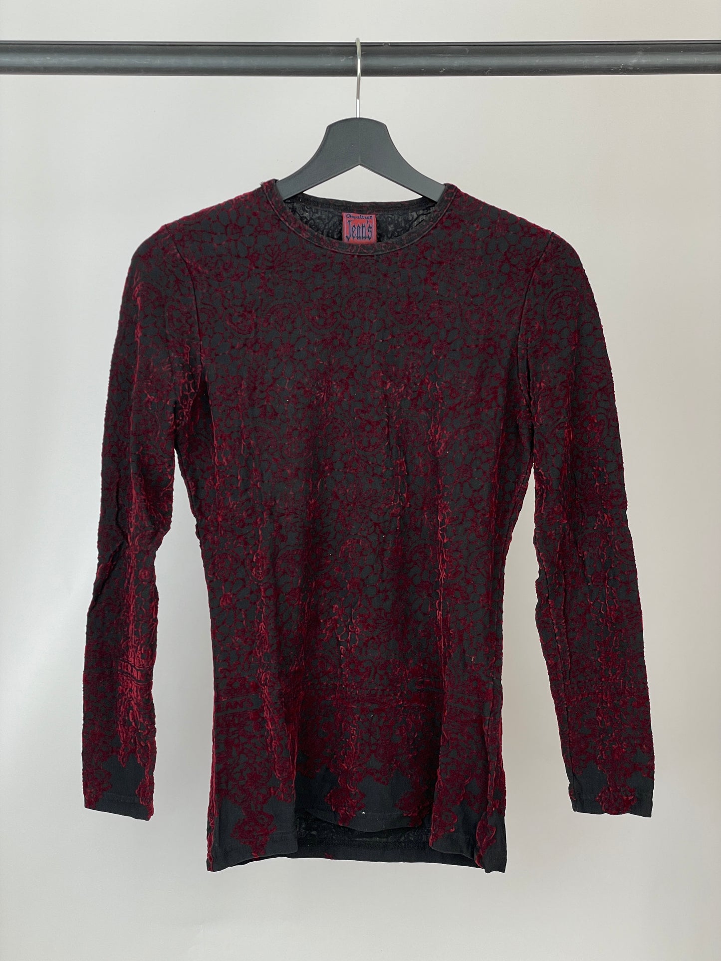 Jean Paul Gaultier 90s Velvet Floral Pattern Top