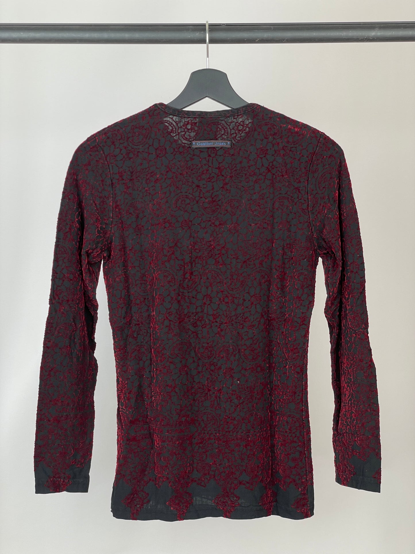 Jean Paul Gaultier 90s Velvet Floral Pattern Top