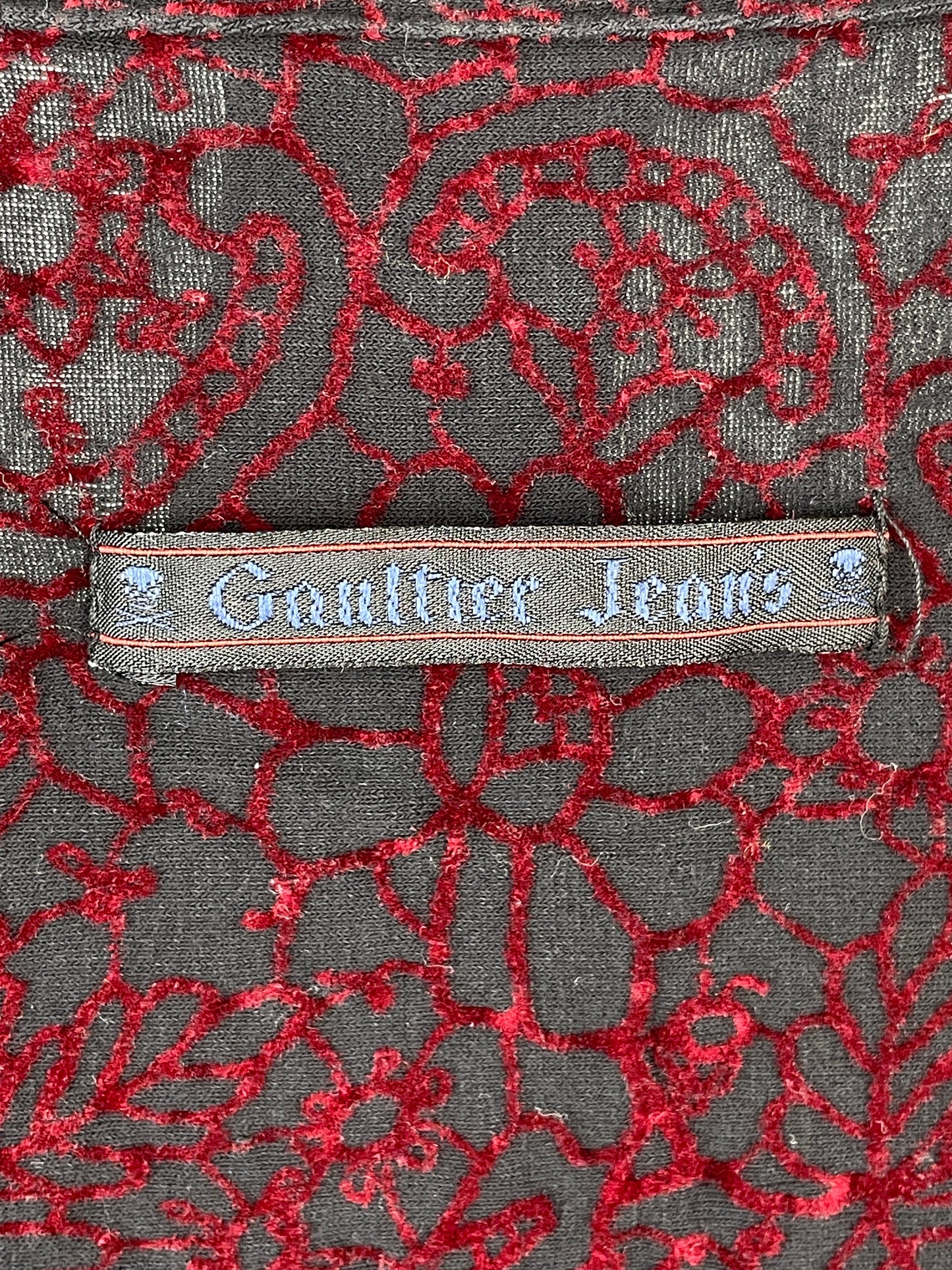Jean Paul Gaultier 90s Velvet Floral Pattern Top