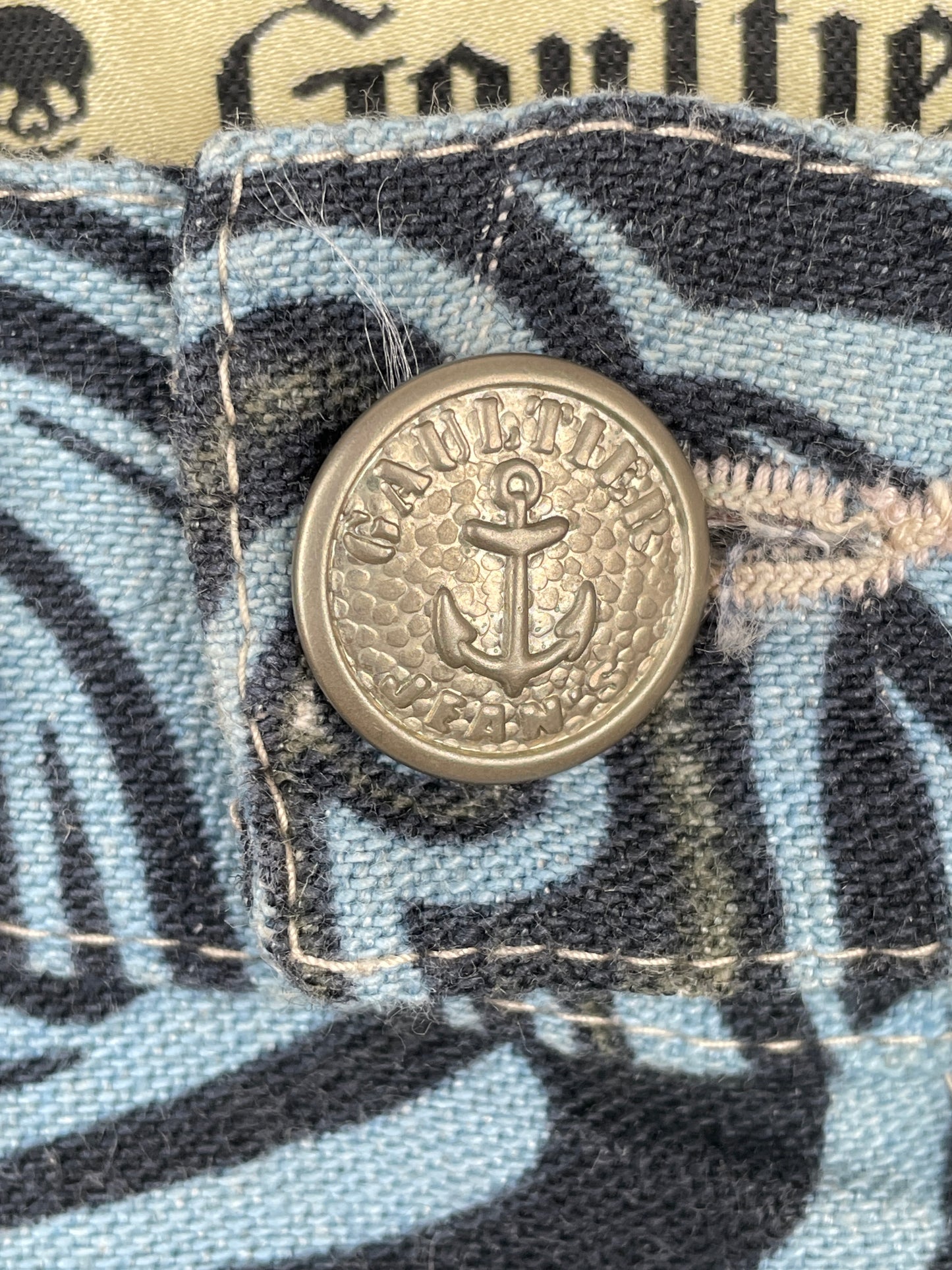 Jean Paul Gaultier SS96 CYBERBABA Maori Tribal-Tattoo Print Denim Jeans