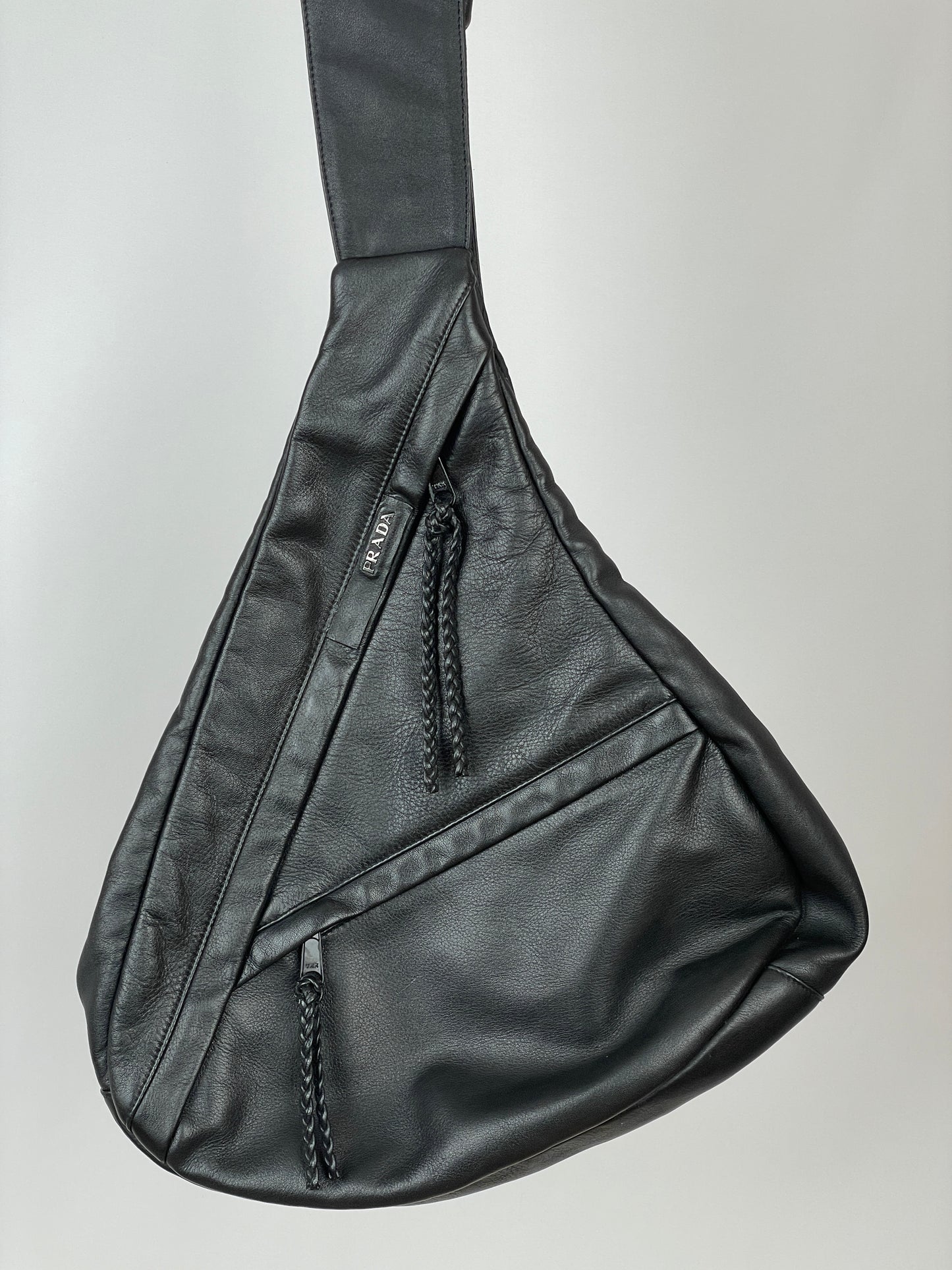 Prada 2000s Leather Crossbody Messenger Bag