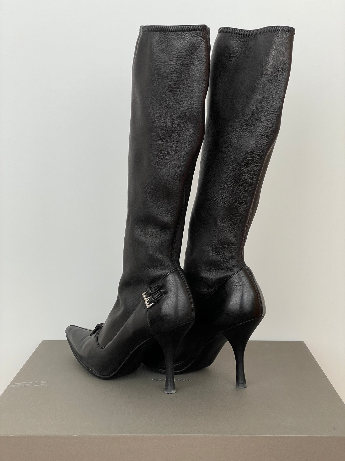 Prada 2000s Buckle Kitten Heel Boots