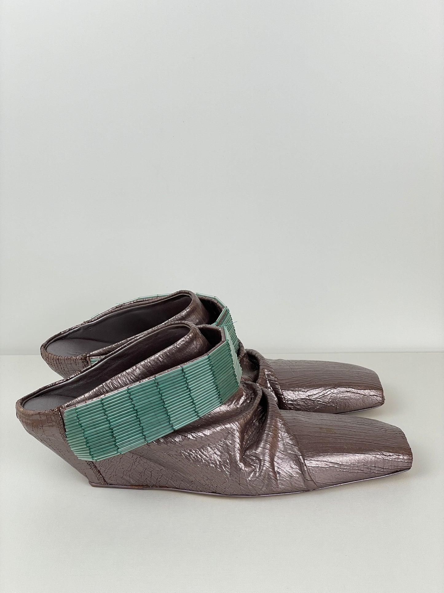Rick Owens Square Toe Wedge Mules